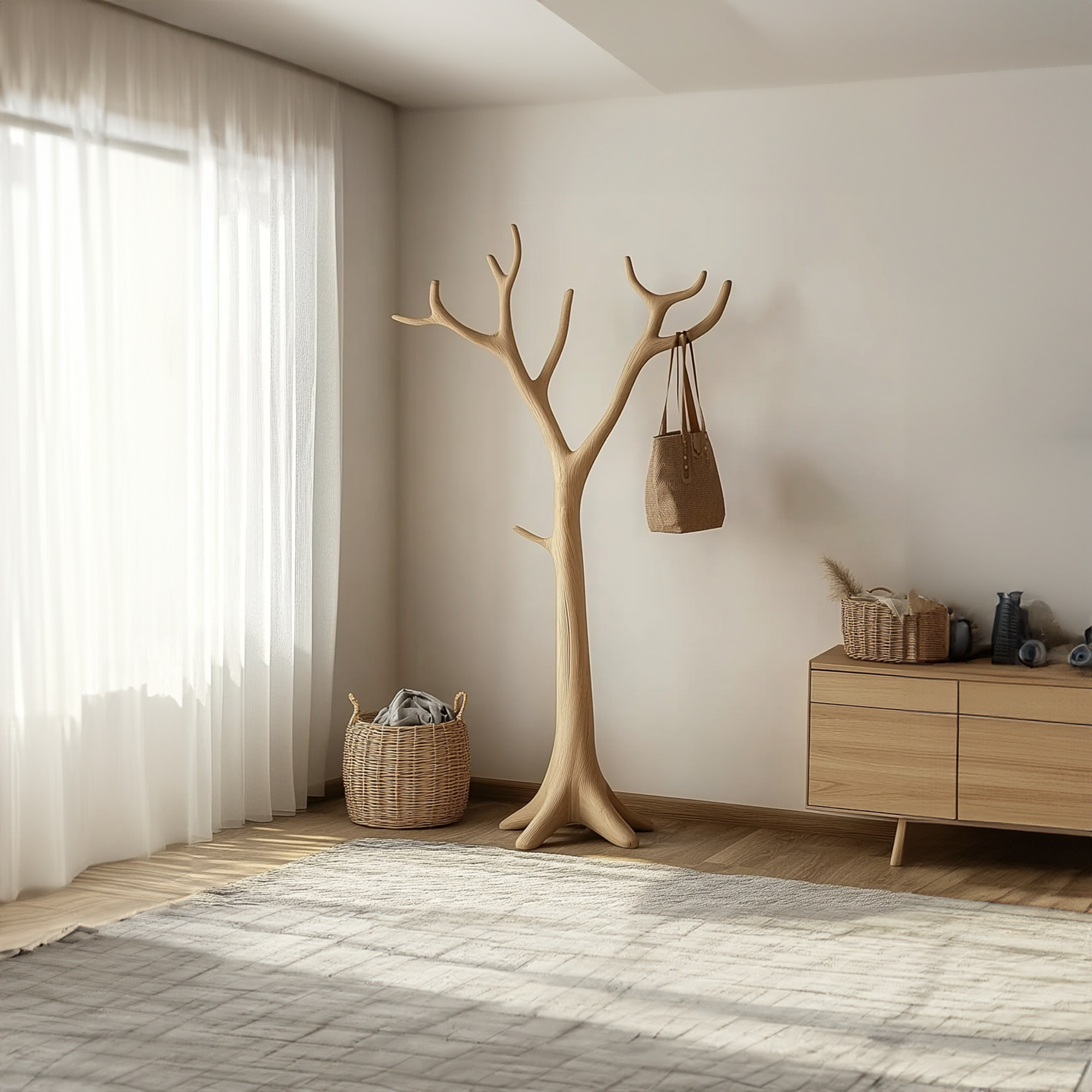 Rustic Tree Coat Stand Entryway Closet SINLKITCR031