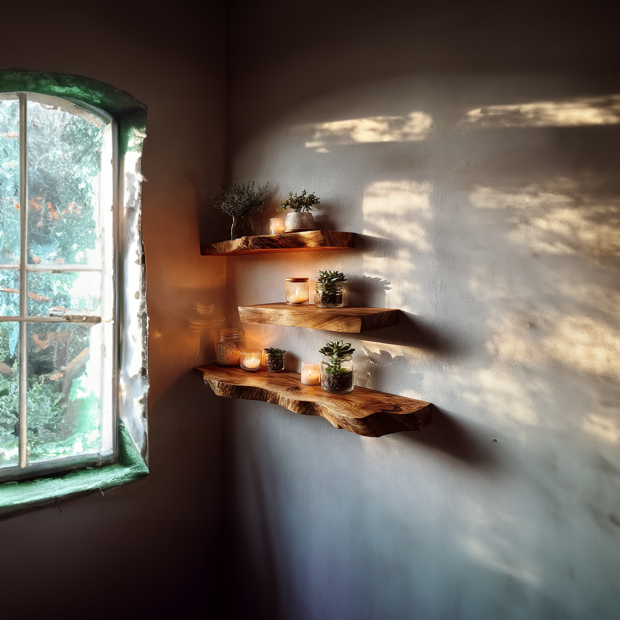 Rustic Corner Floating Shelves Modern Office Or Living Room SINLKIFL299