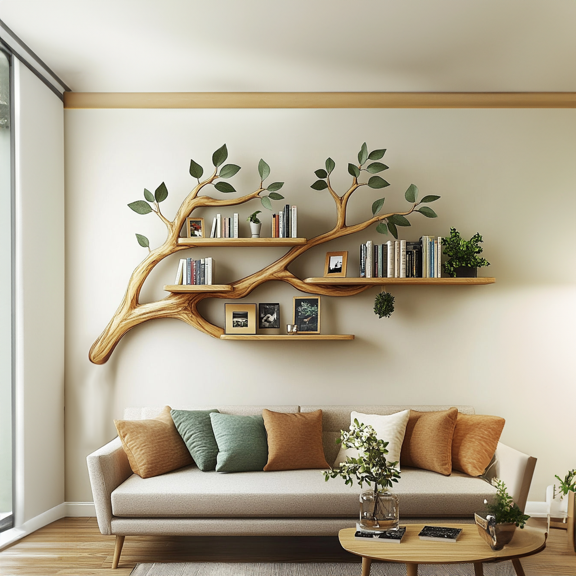 Rustic Sculptural Tree Branch Shelf Living Entryway SINLKITBS044
