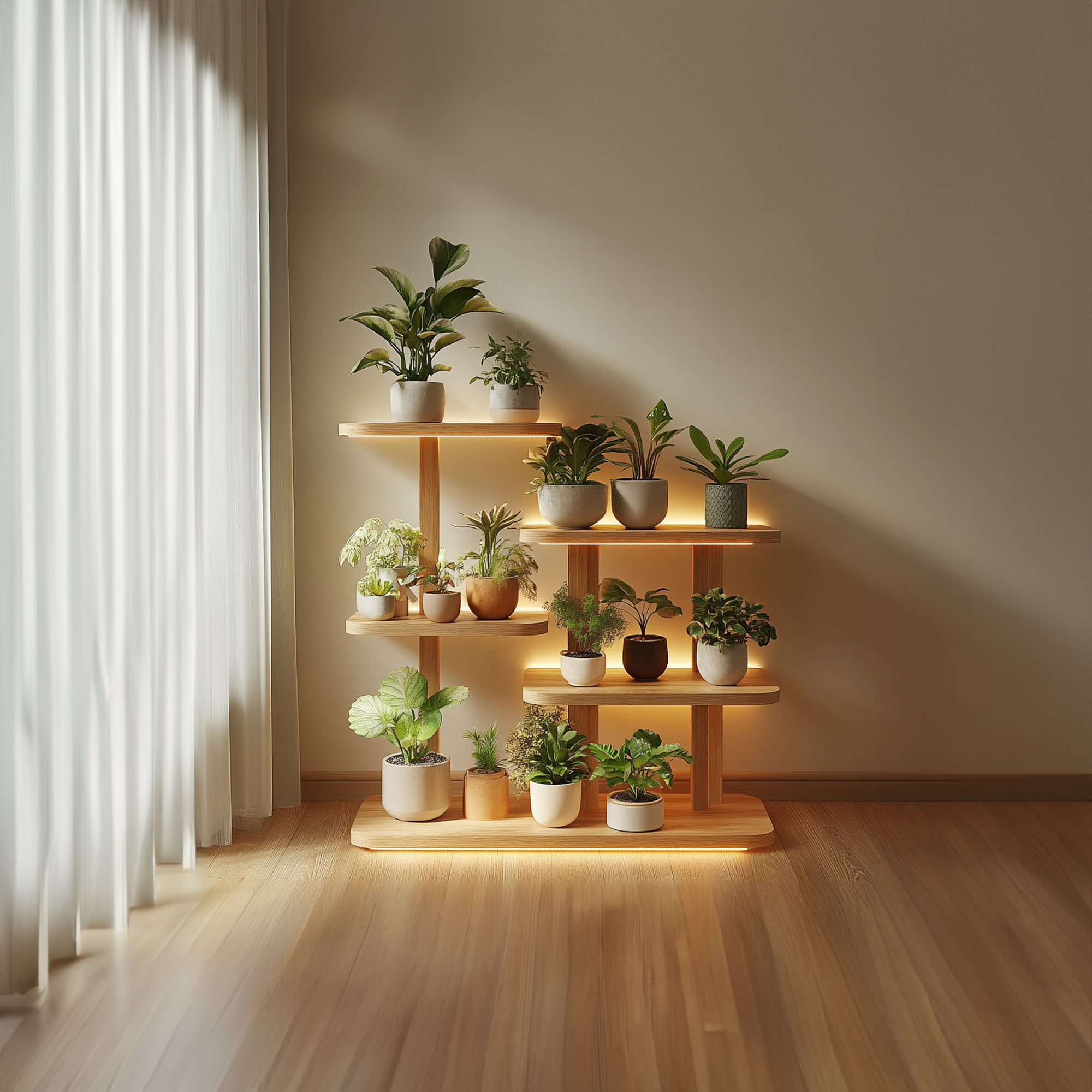 Mid Century Modern Plant Display Living Room SINLKITT086