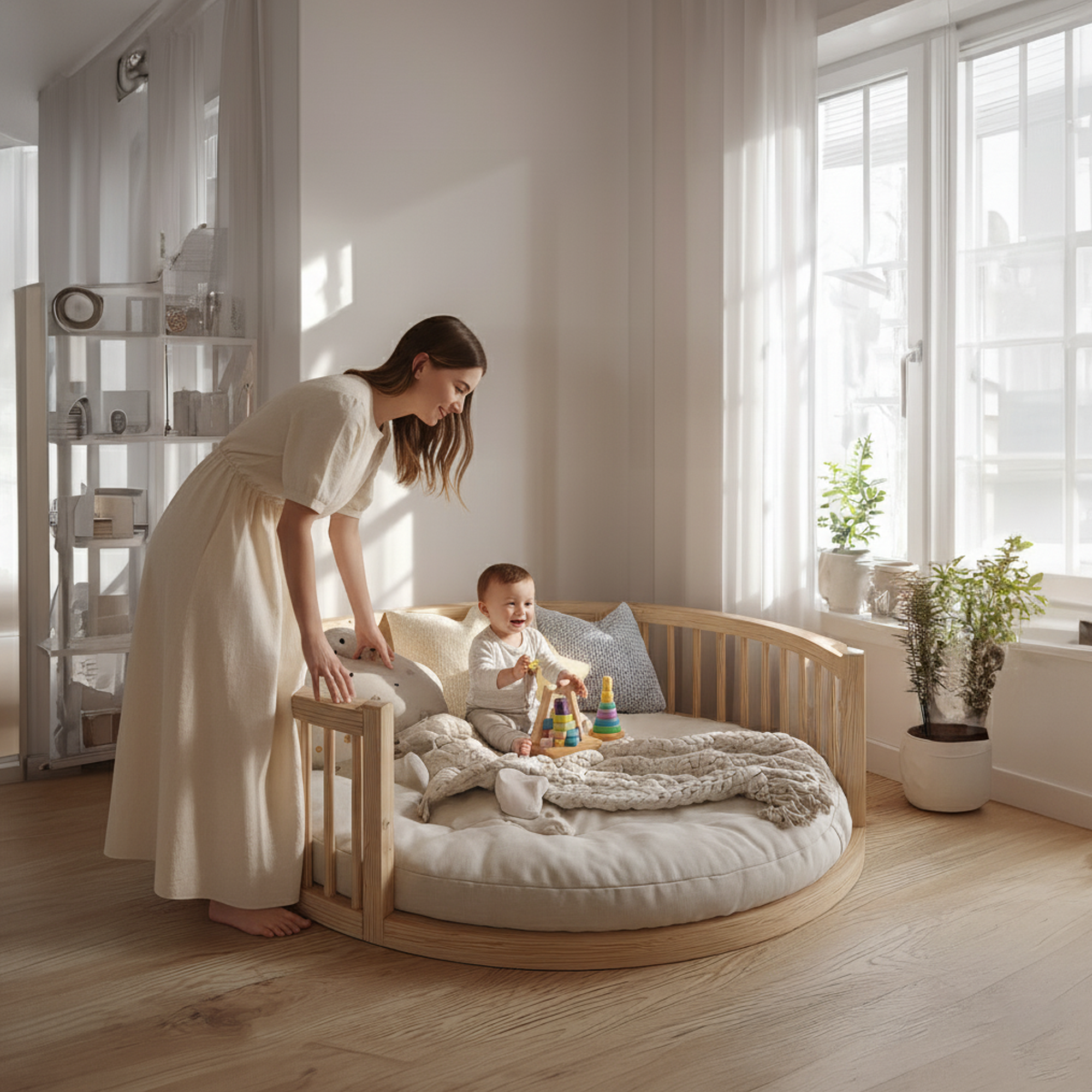 Scandinavian Round Toddler Bed Kids Bedroom SINLKIWB54