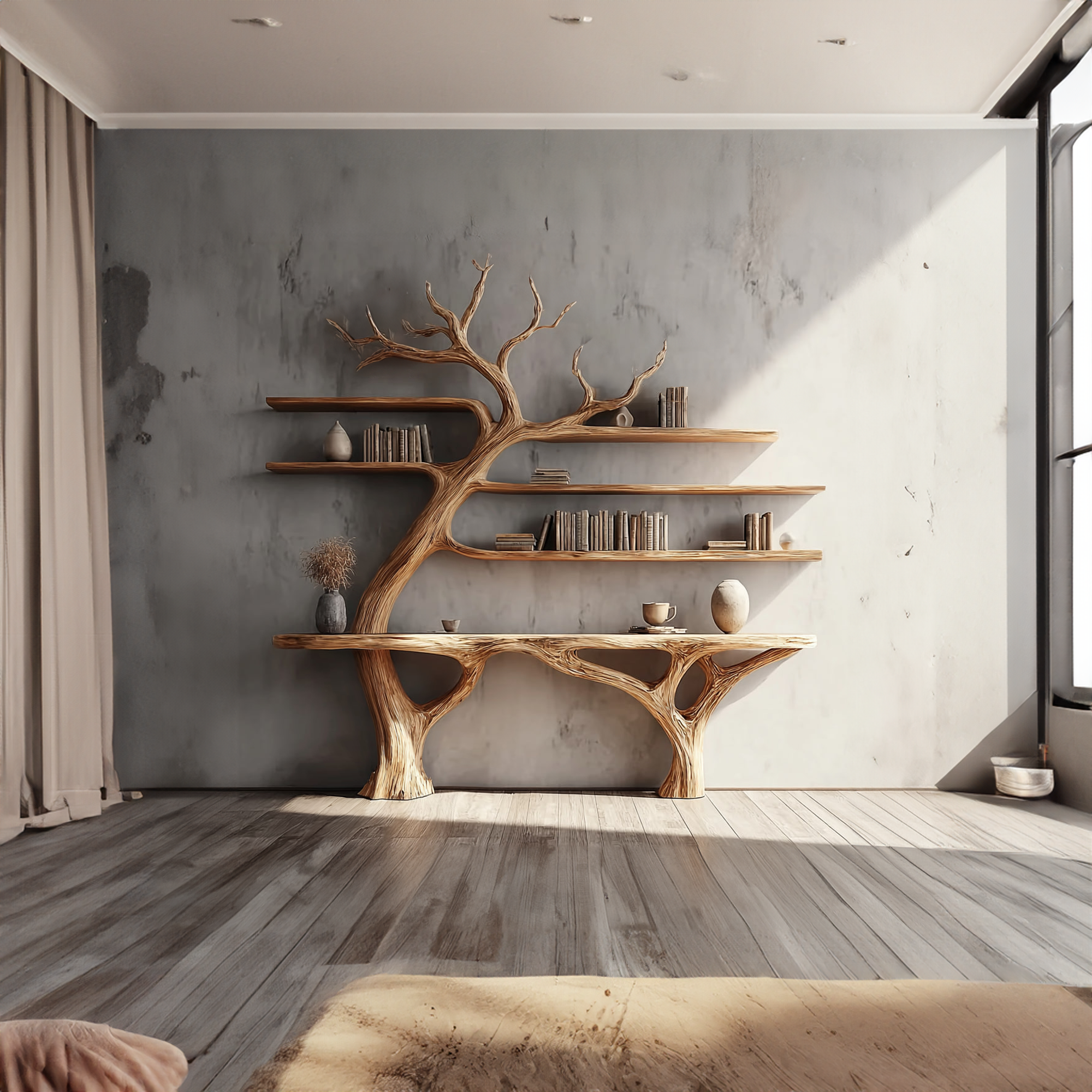 Rustic Console Table Wall Mounted Tree Living Room SINLKICS304