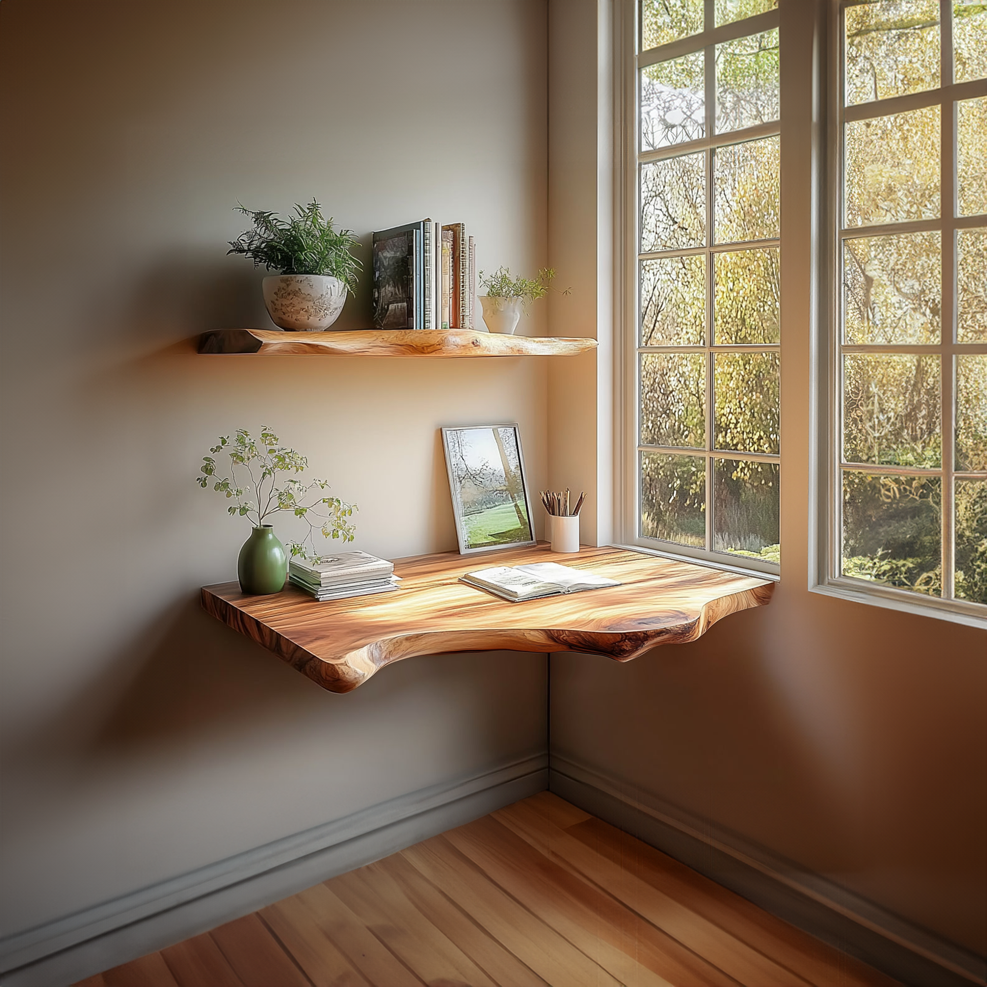 Rustic Floating Wall Shelf Desk Bedroom And Office SINLKIFL215