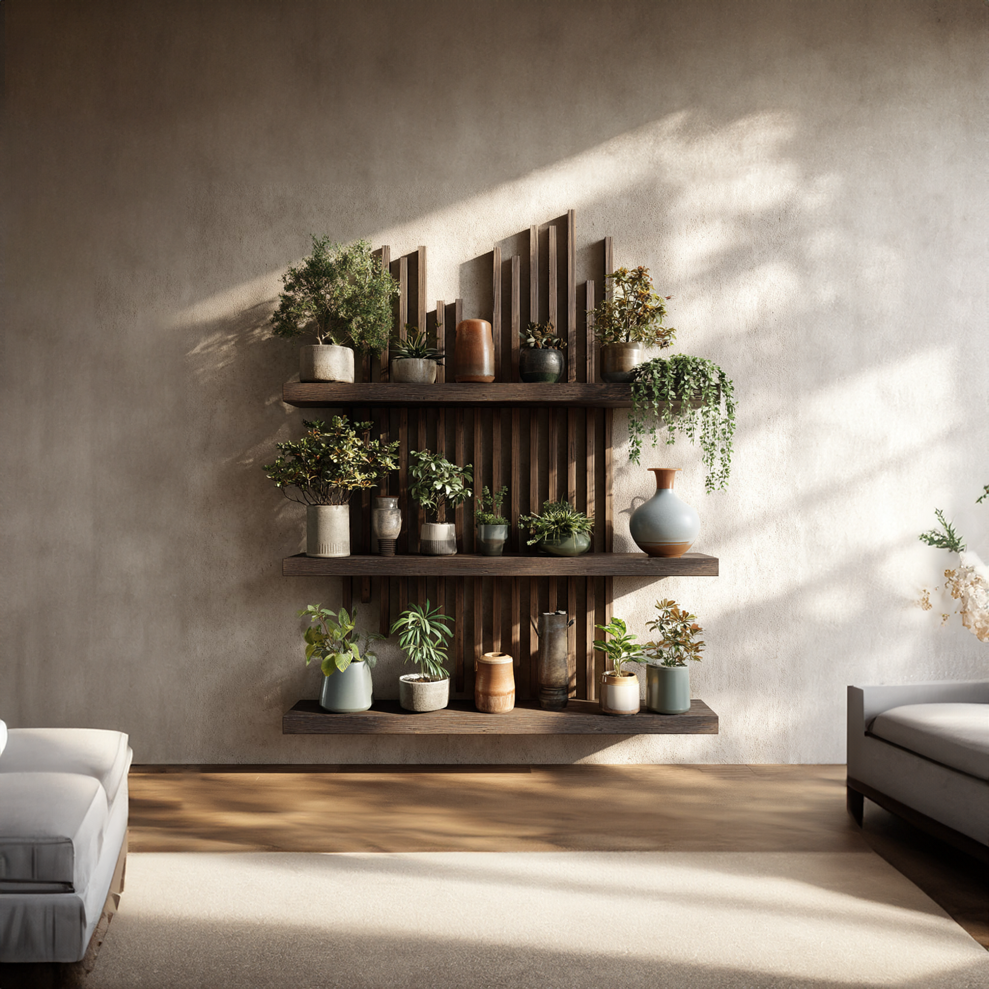 Rustic Modern Wooden Wall Shelf Plant Display Decor SINLKIFL228