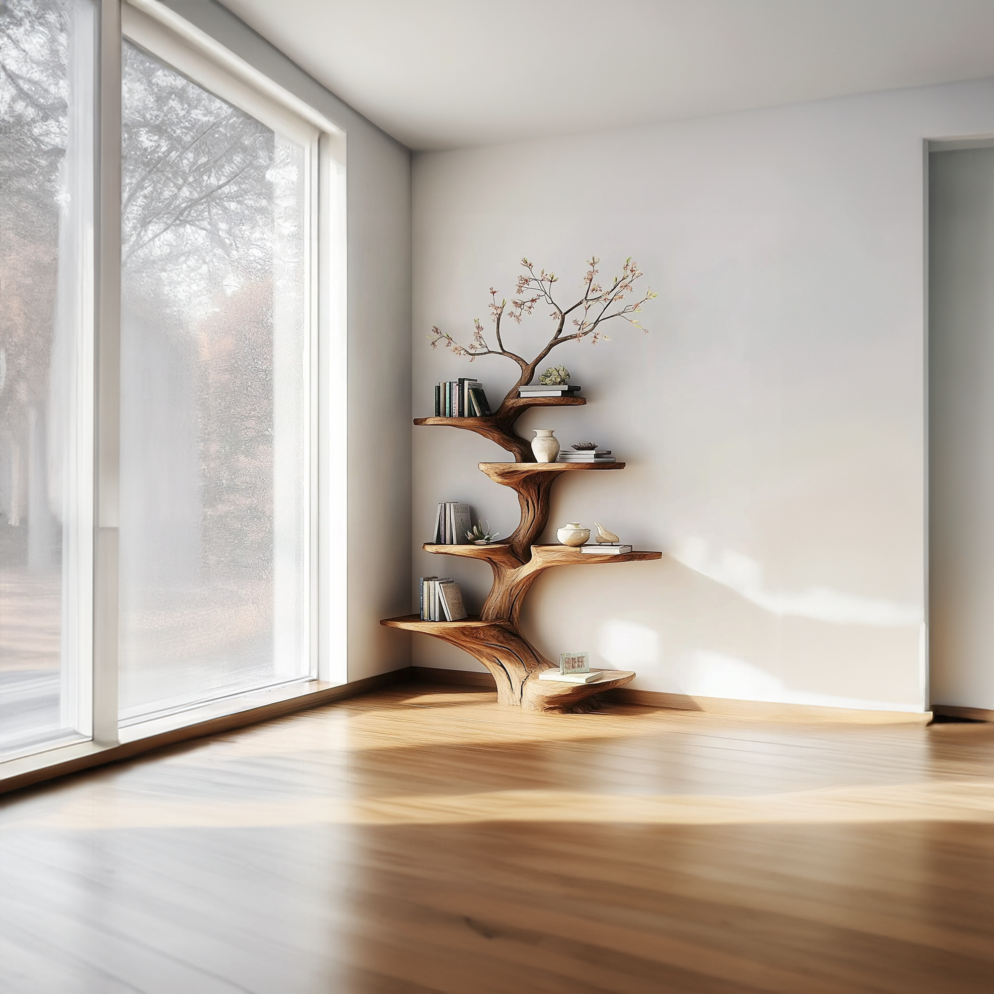 Rustic Statement Tree Shelf Living Room Artistic Display SINLKITB465
