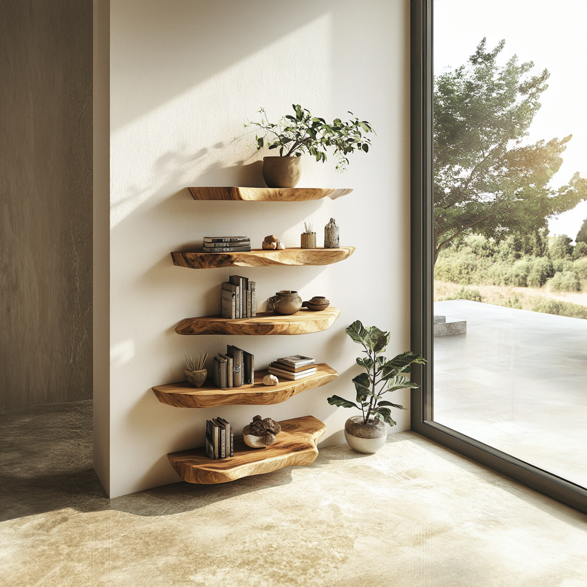 Rustic Live Edge Wall Mounted Shelf Living Room Or Kitchen SINLKIFL260