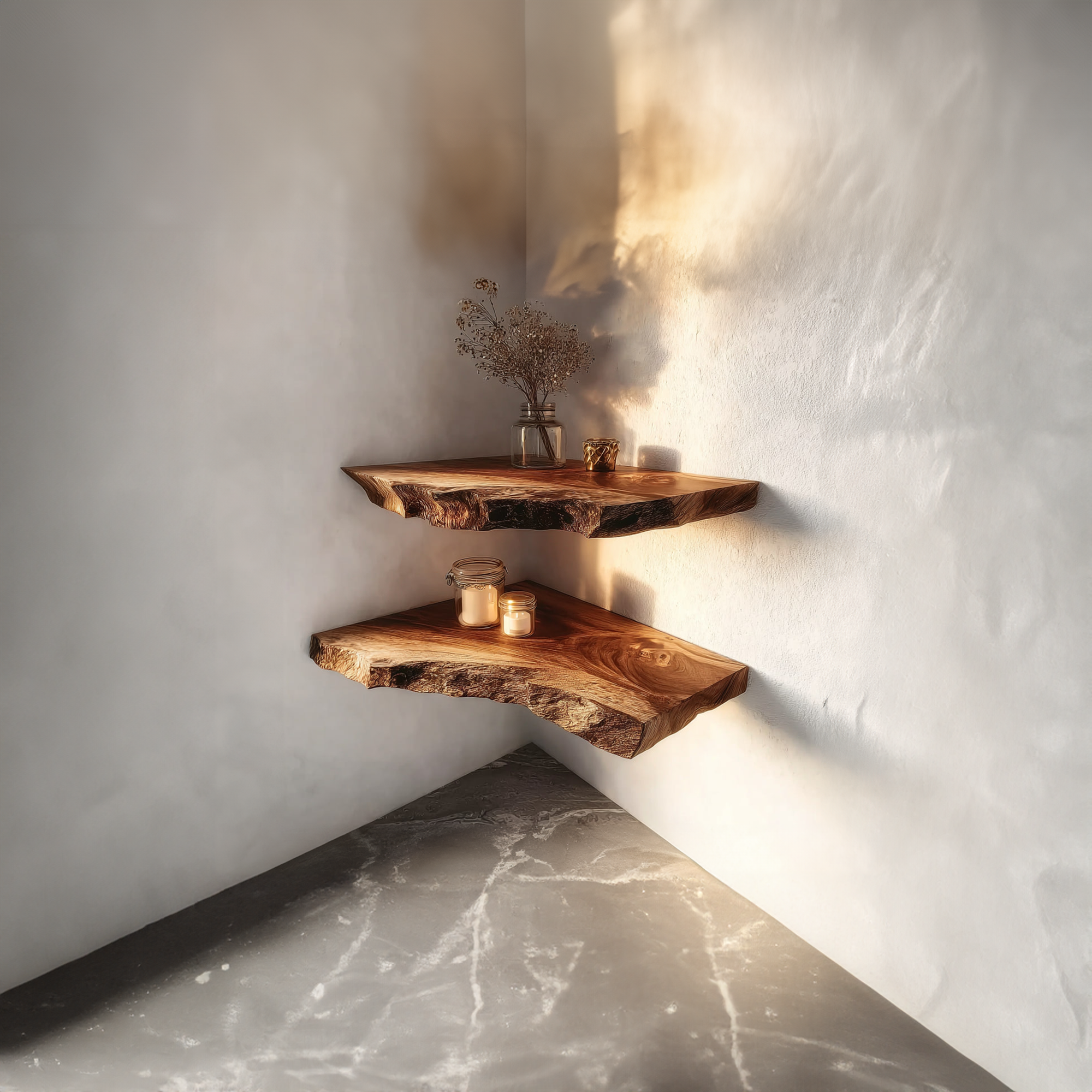 Rustic Floating Corner Shelf Living Room Decor SINLKIFL198