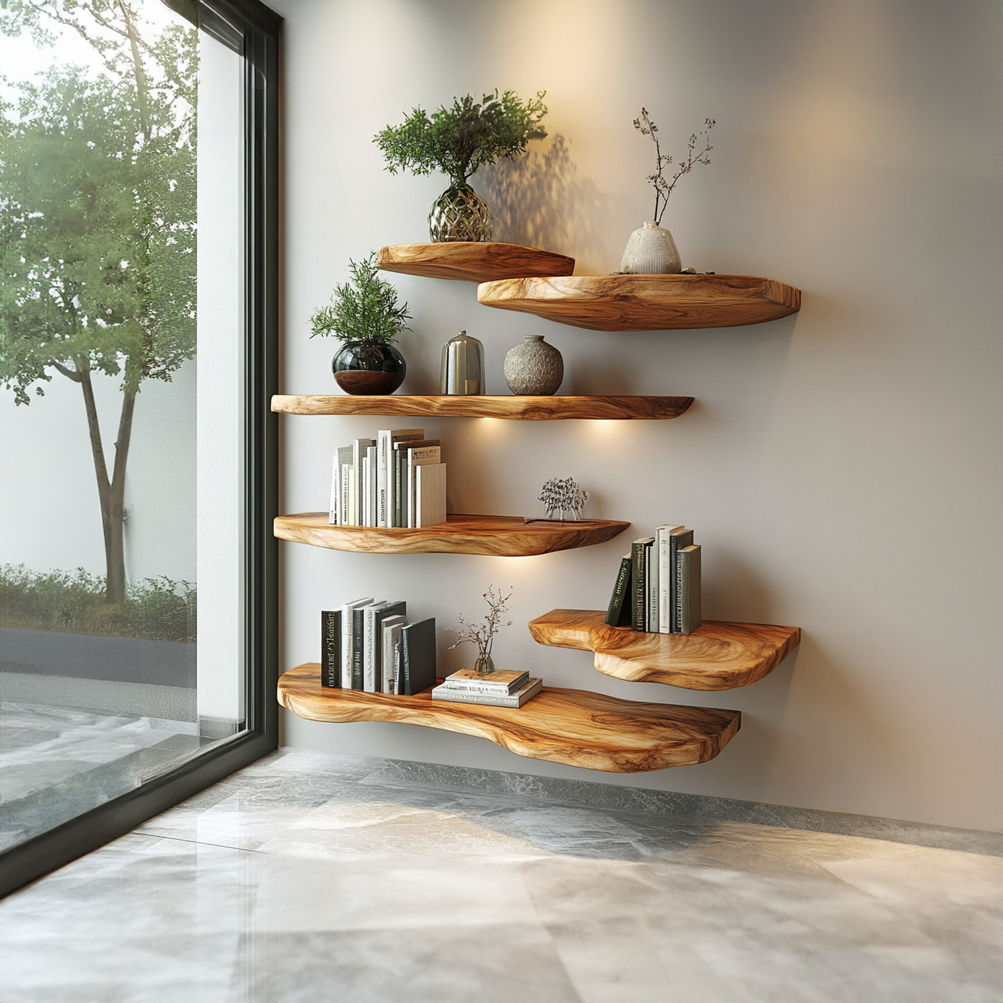 Rustic Live Edge Wall Shelf Living Room Or Bedroom SINLKIFL261