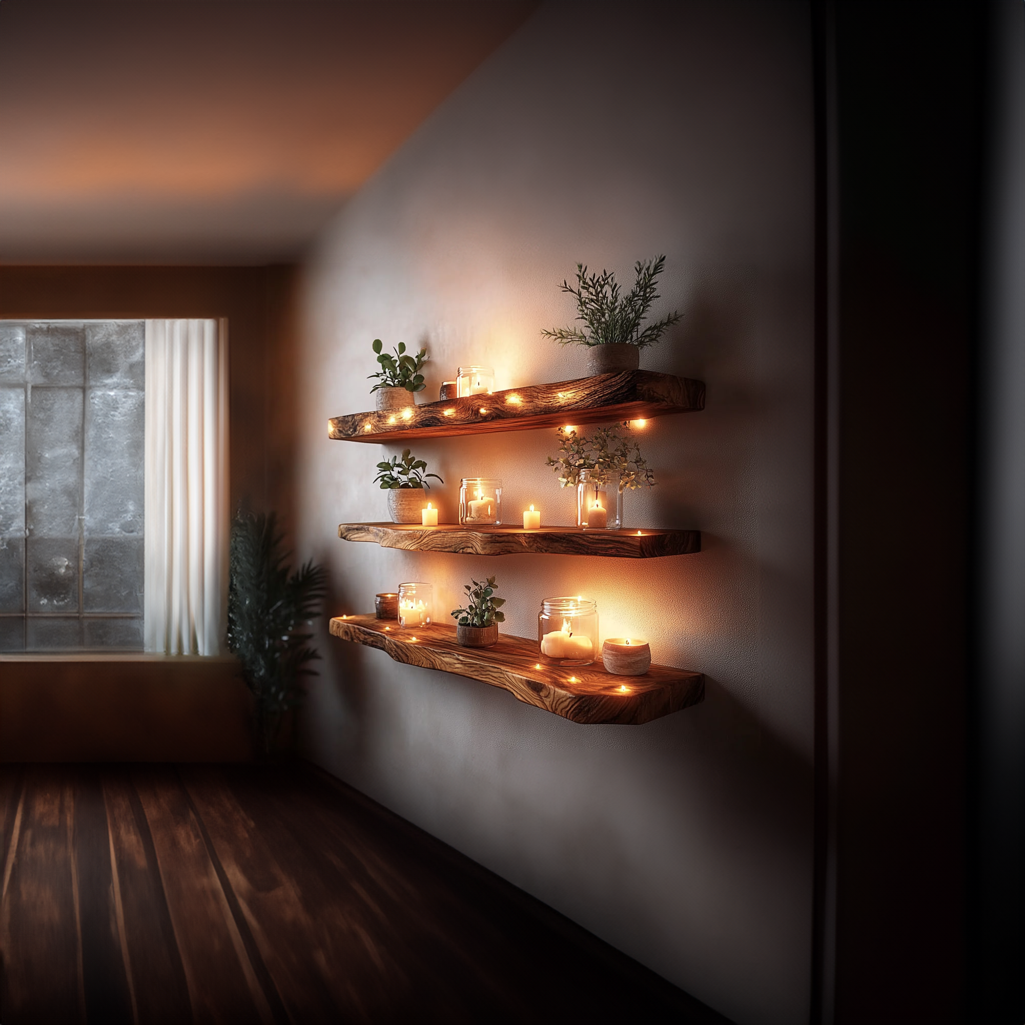 Rustic Floating Shelf Warm Minimal Living Room Or Office SINLKIFL312