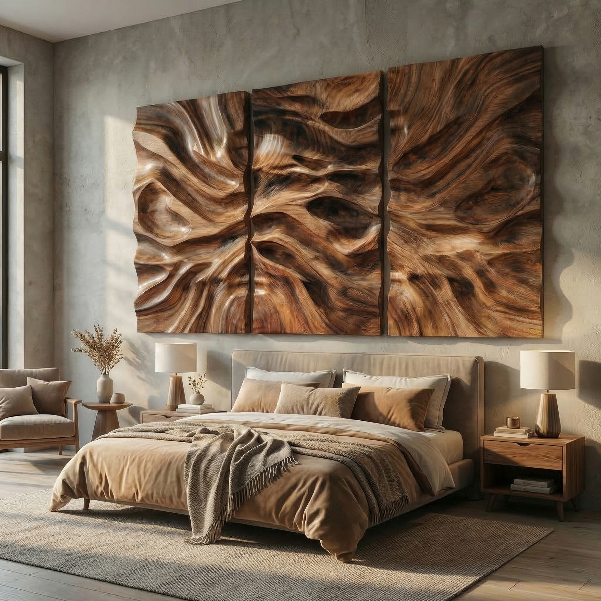 Modern Carved Wall Art Living Room And Bedroom SINLKIWD043