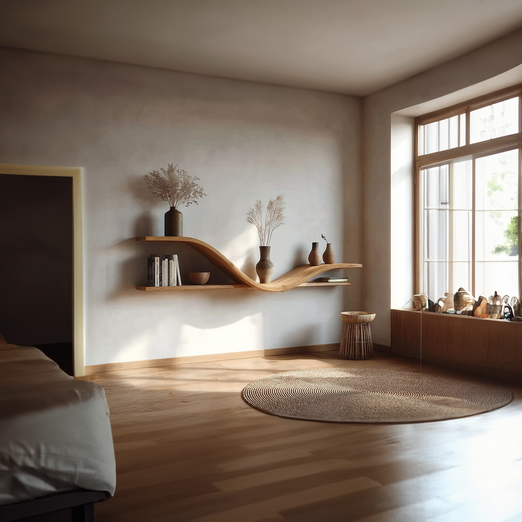 Organic Modern Curved Shelf Living Room Or Hallway SINLKIFL267