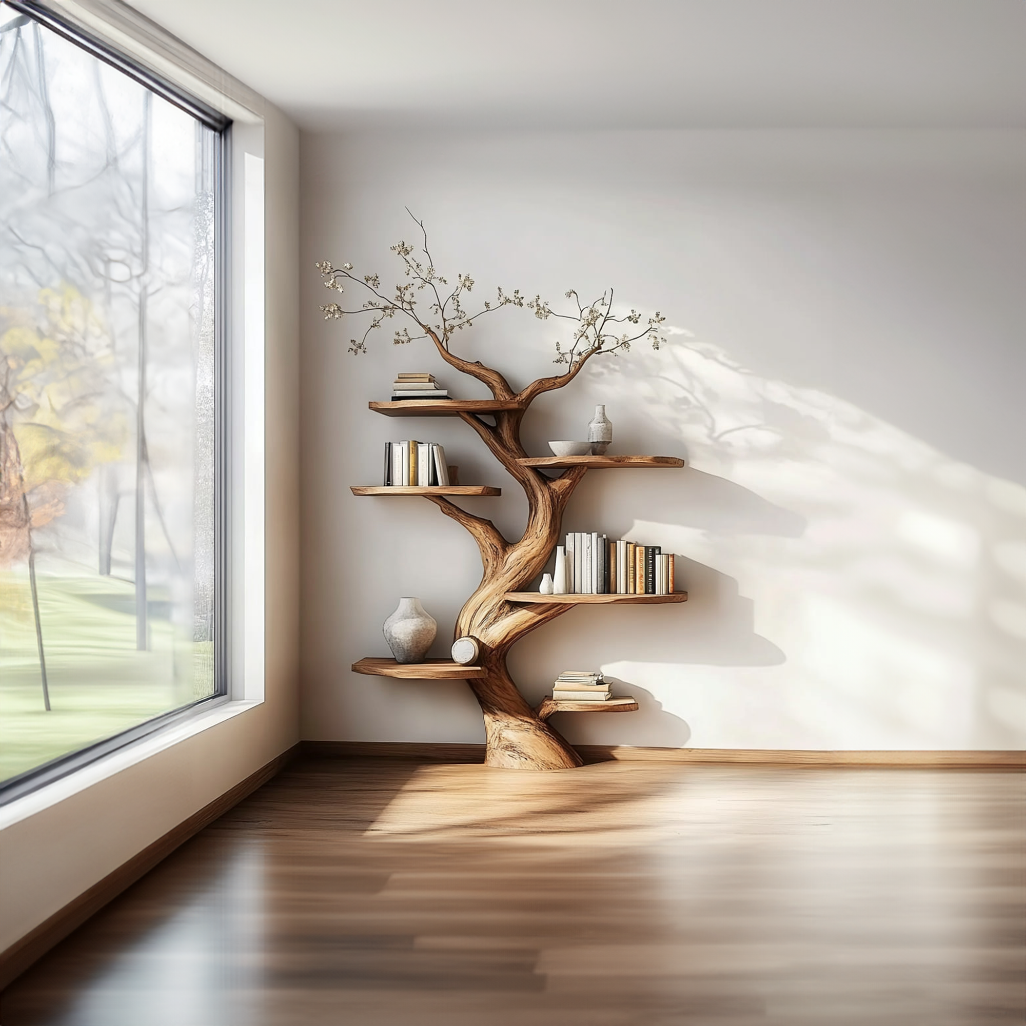 Rustic Artistic Tree Shaped Bookshelf Bedroom Living Room SINLKITB464