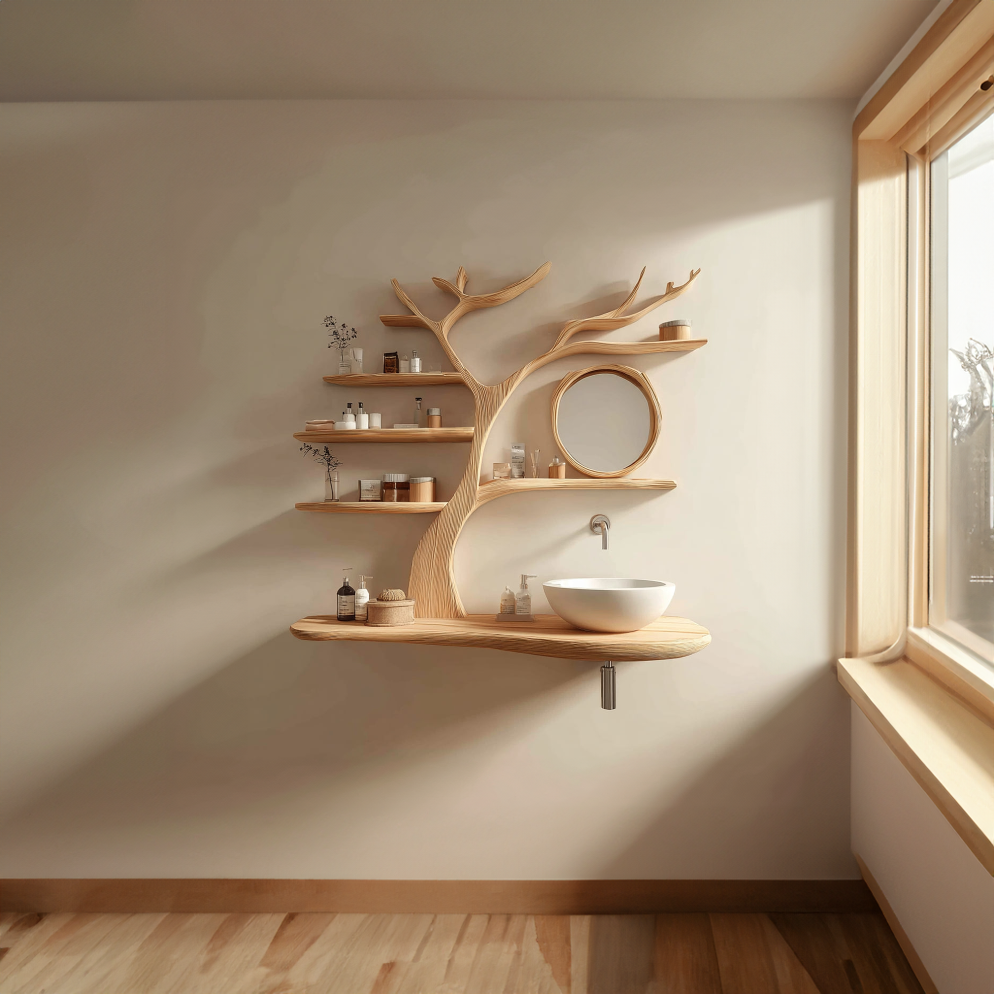 Artistic Wooden Tree Sink Vanity Bathroom Or Wellness Room SINLKITBB006