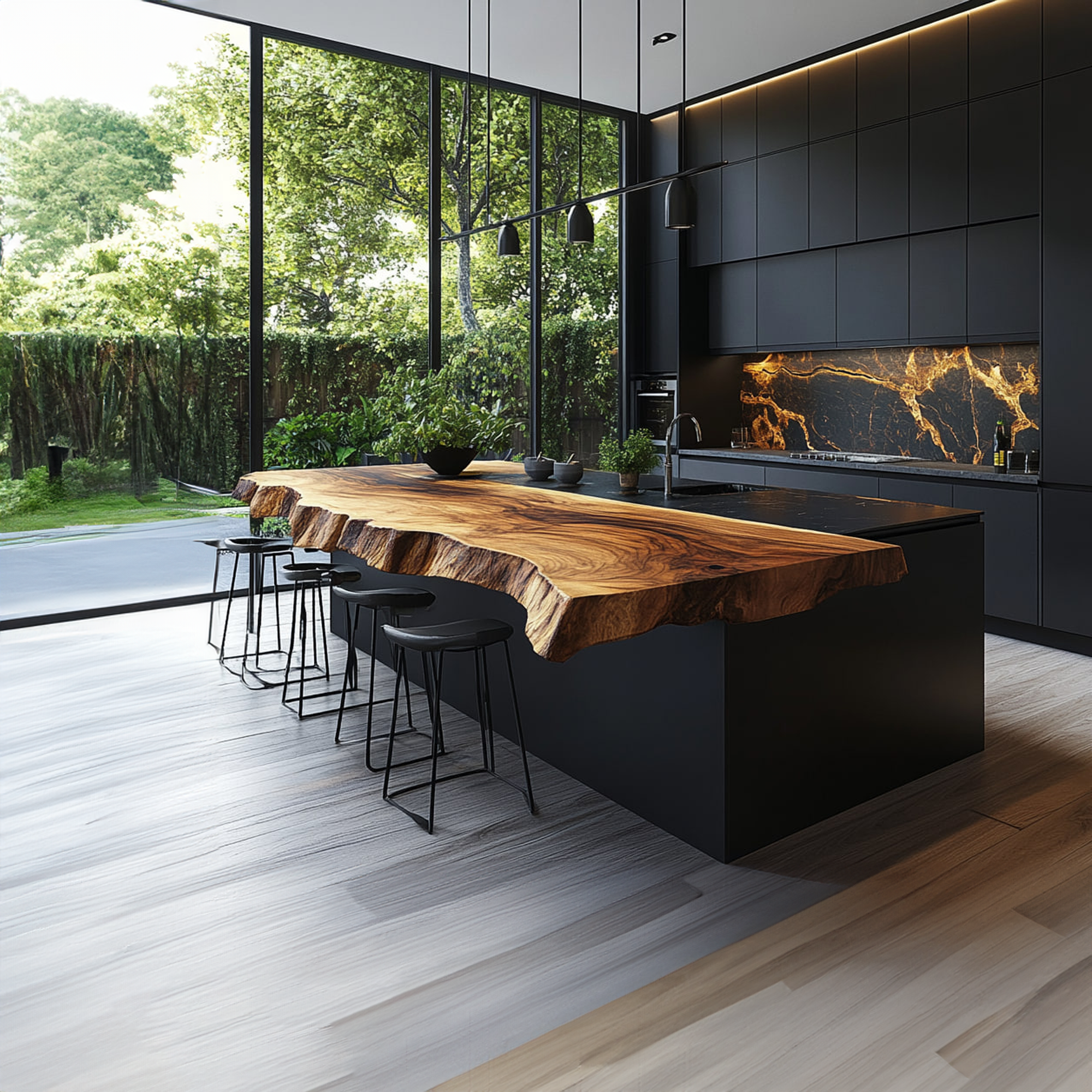 Sculptural Live Edge Kitchen Island Kitchen Or Breakfast Area SINLKIKI116