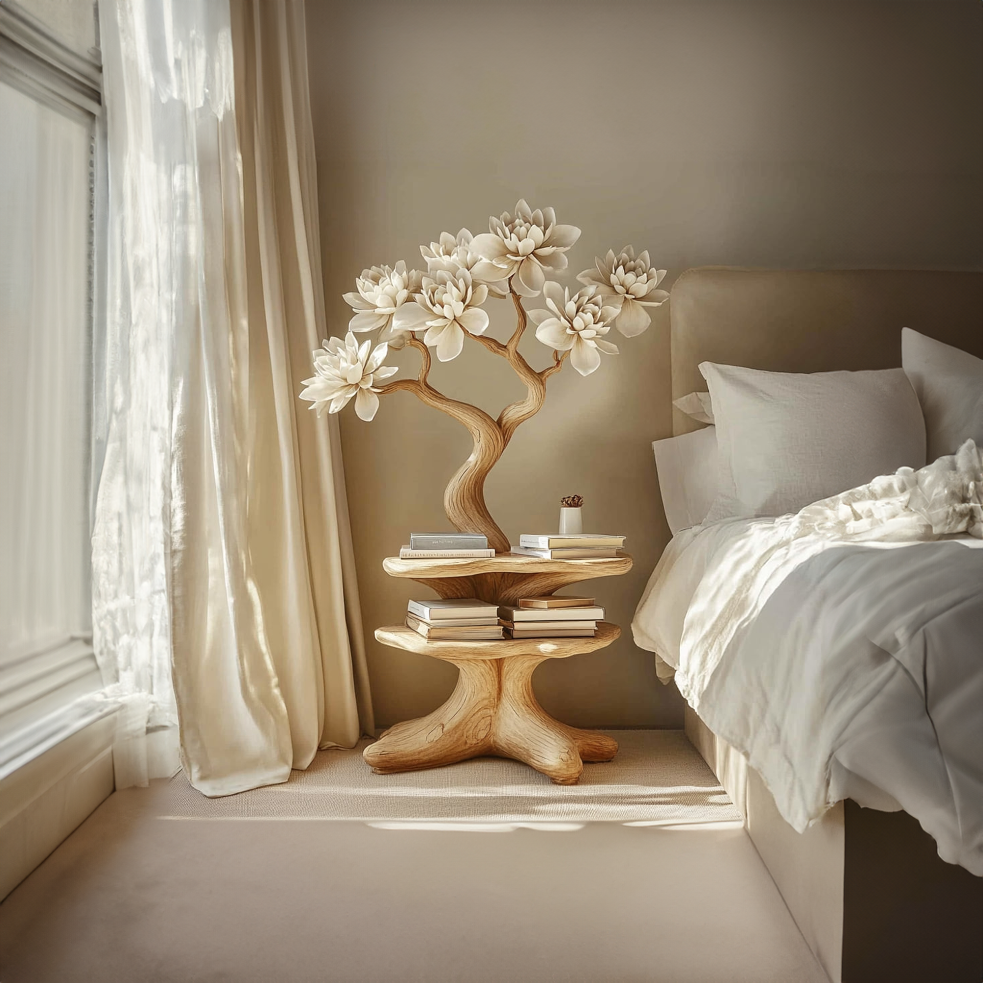 Rustic Artistic Nightstand Modern Bedroom Accent SINLKIBT157