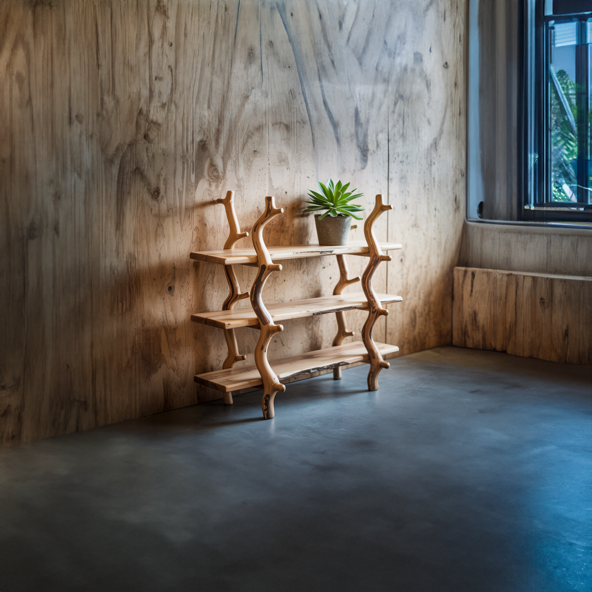 Rustic Wooden Branch Shelf Display Living Room Or Entryway SINLKISC272