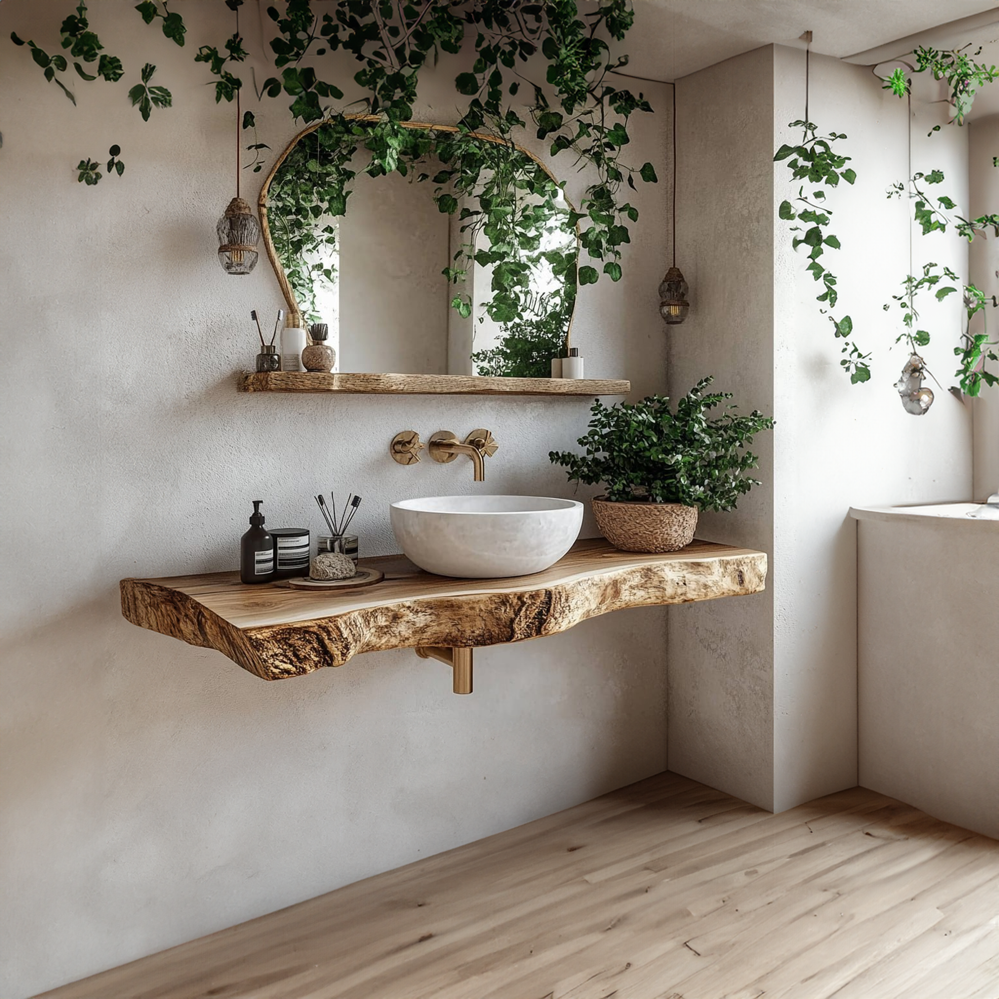 Rustic Floating Shelf Vanity Natural Finish Bathroom SINLBRV107