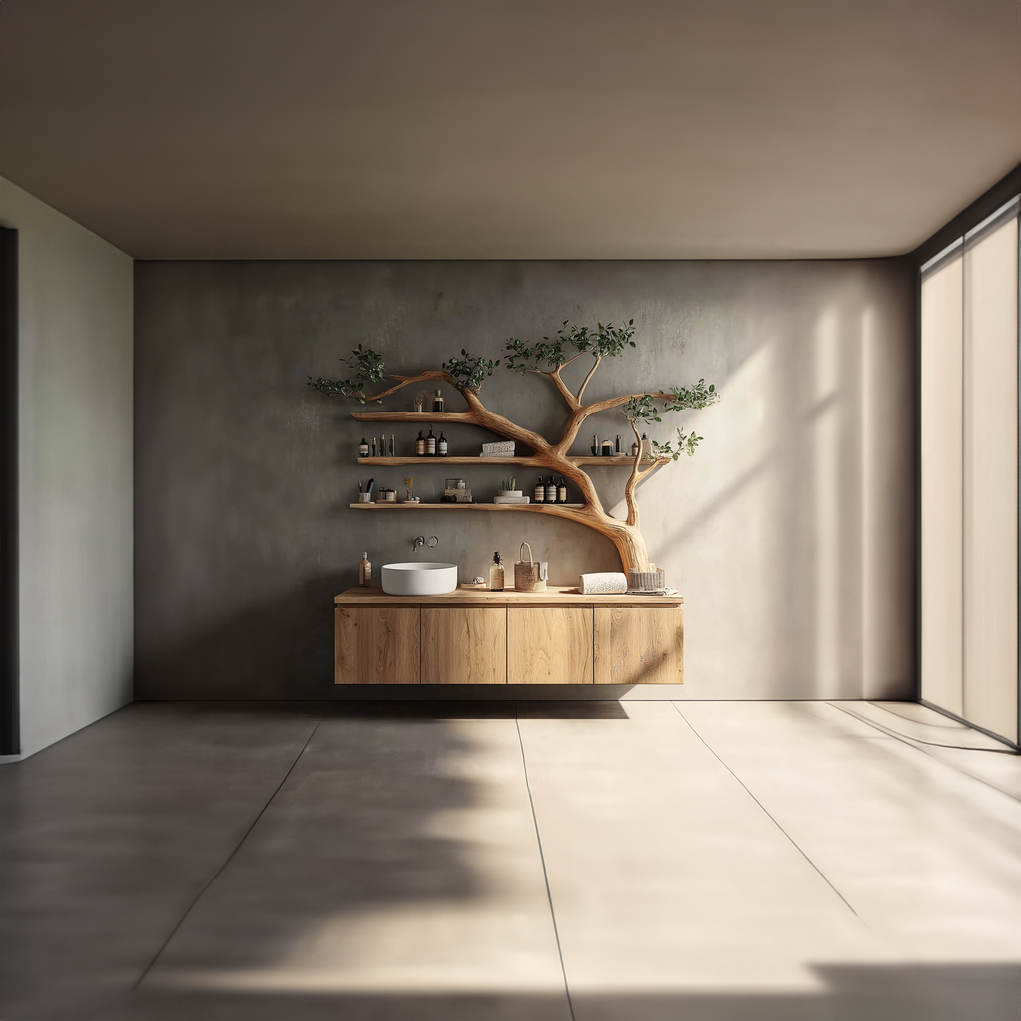 Rustic Organic Tree Inspired Vanity Bathroom Or Meditation Room SINLKITBB016