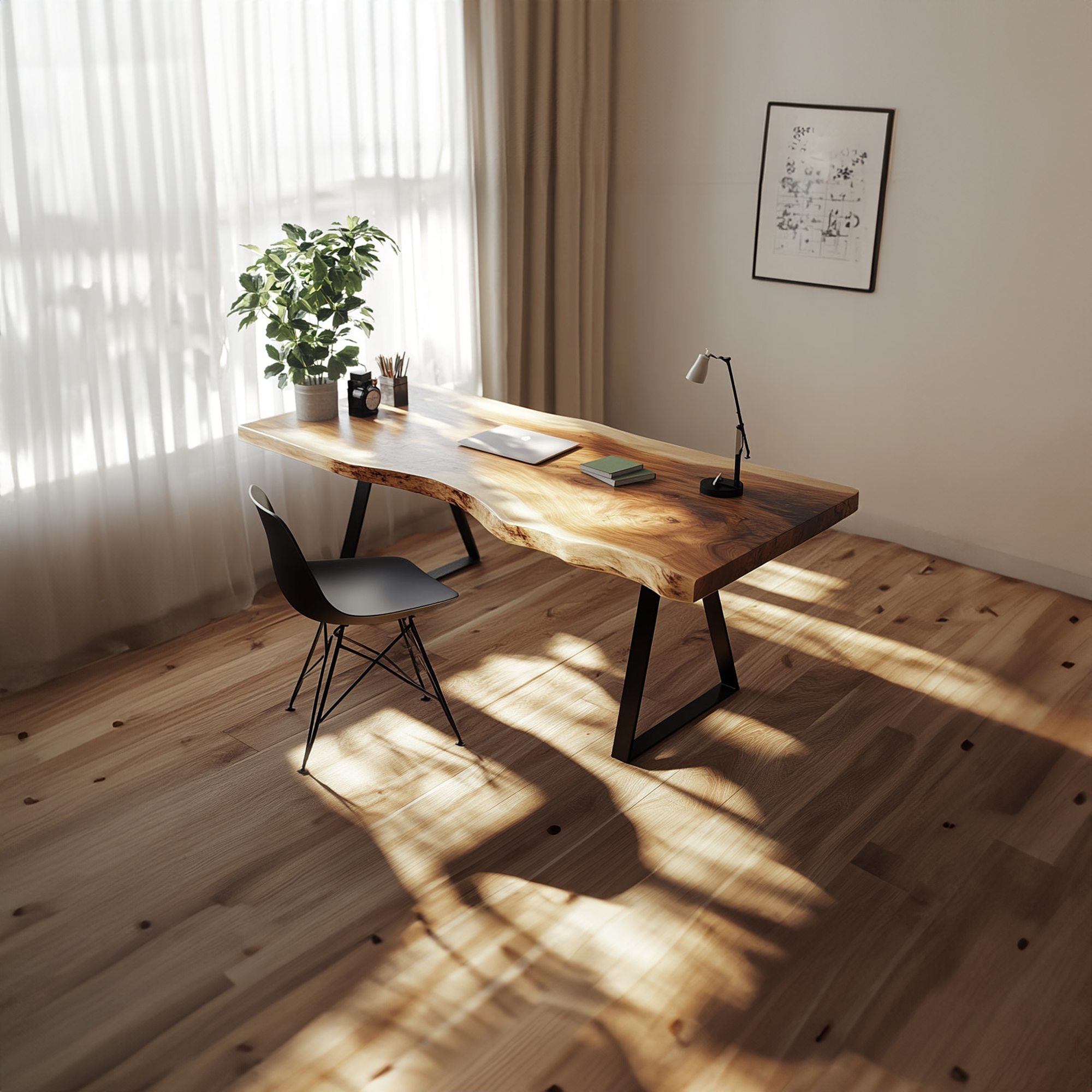 Rustic Live Edge Writing Desk Reading Room And Home Office SINLKIDK034