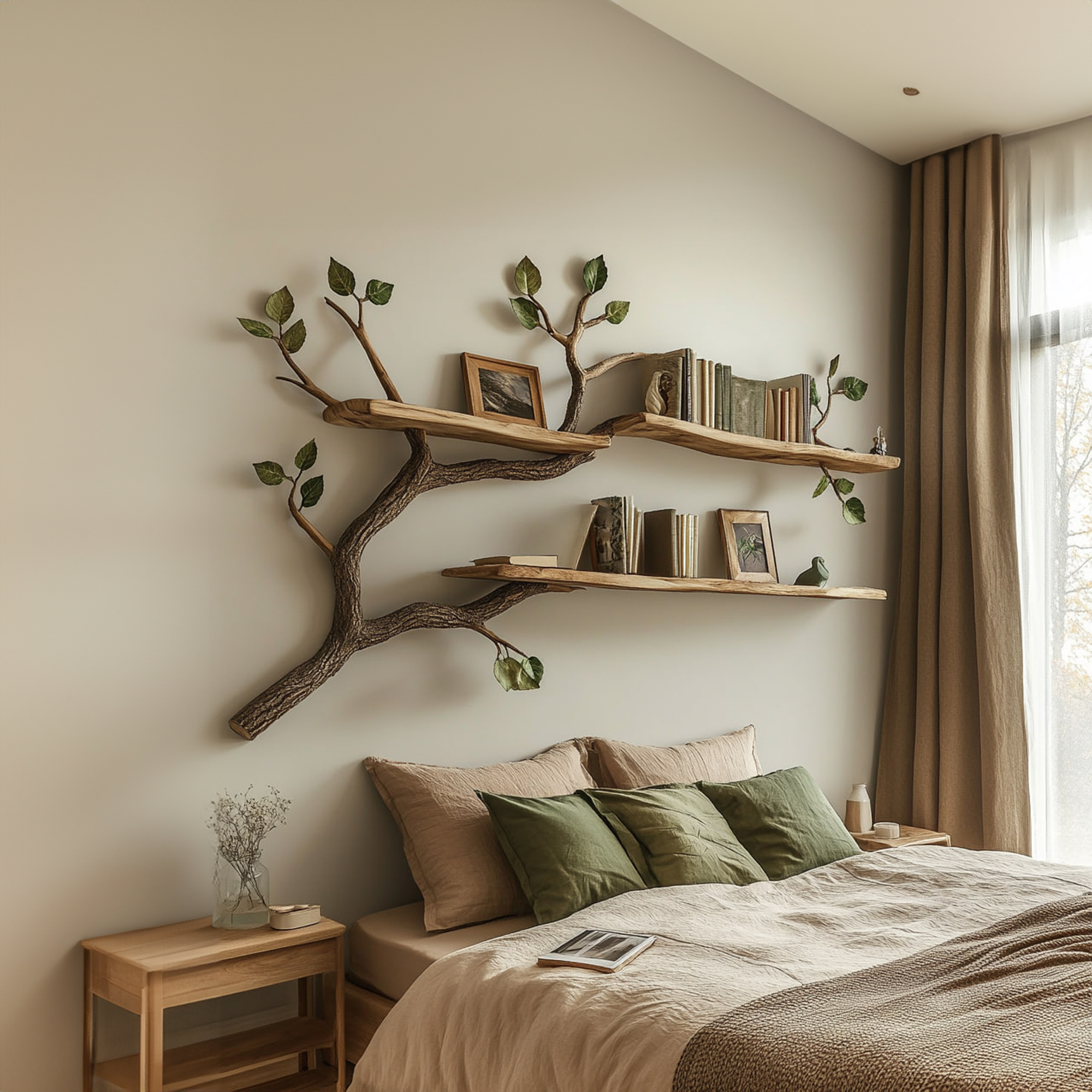 Rustic Tree Branch Bookshelf Natural Living Bedroom SINLKITBS069