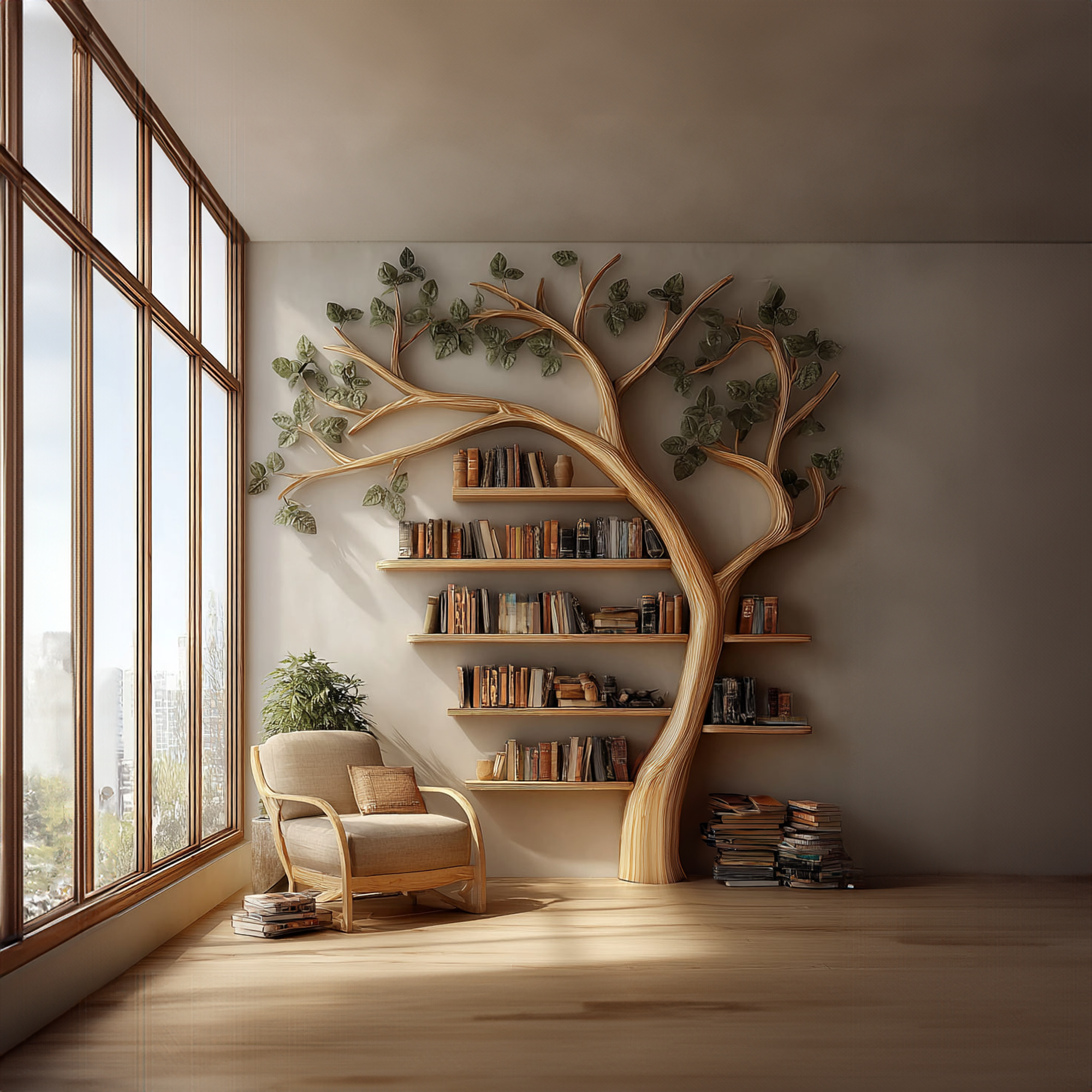 Rustic Tree Bookshelf Reading Corner Home Office Library Display SINLKITB331