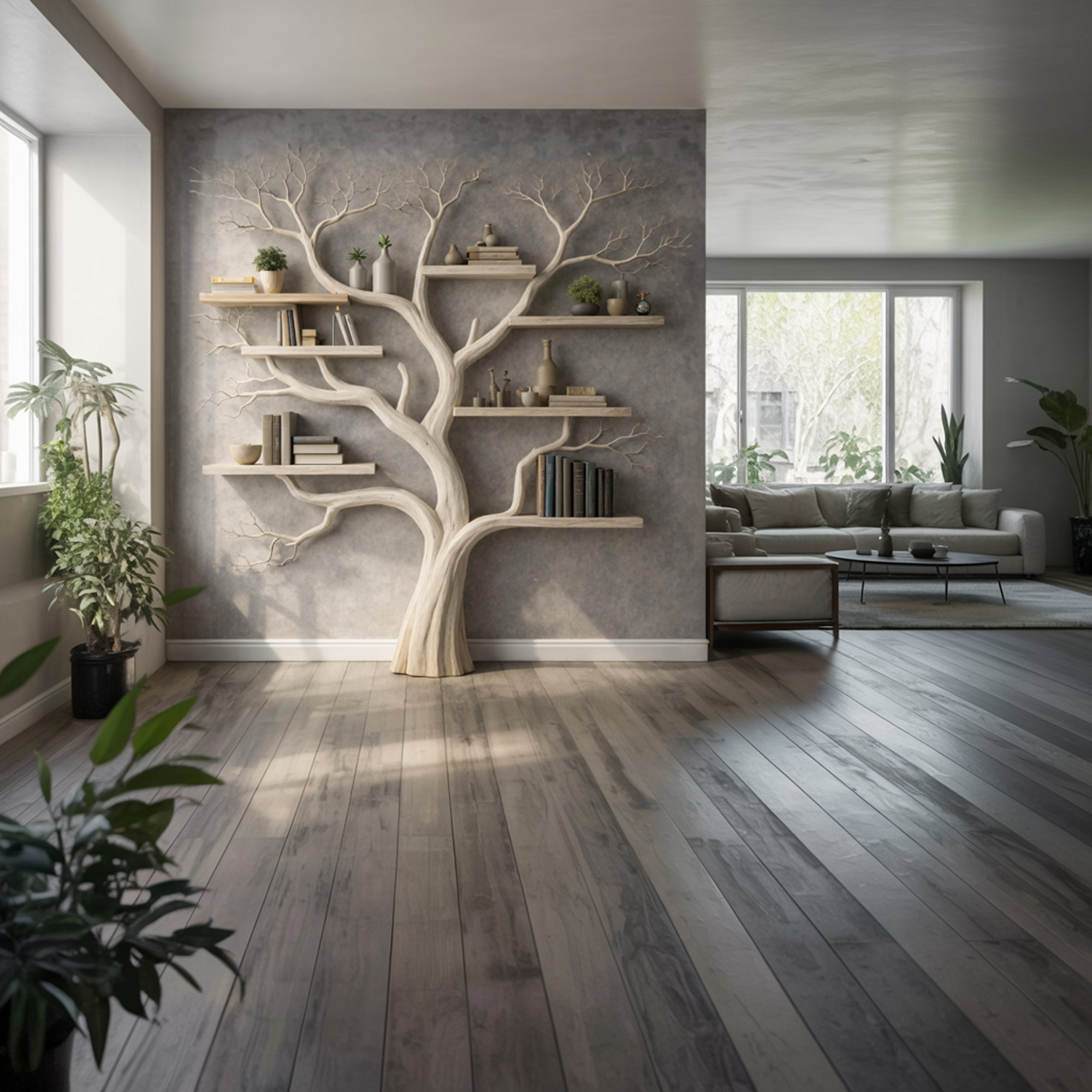 Rustic Wooden Tree Bookshelf For Bedroom Or Living Room SINLKITB621