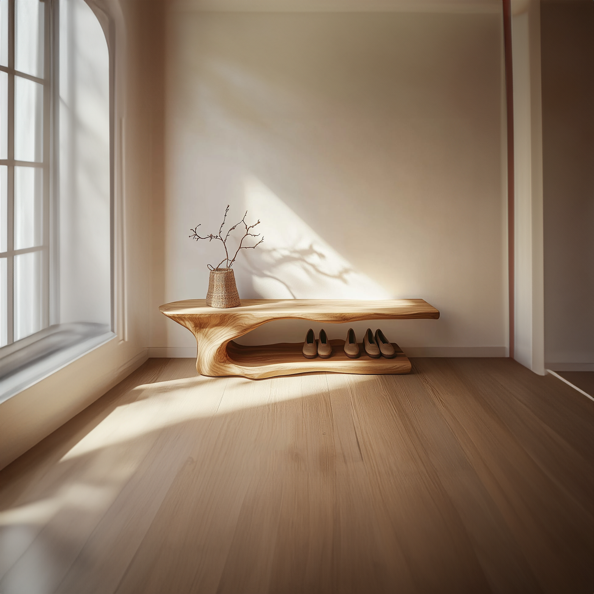 Rustic Solid Timber Shoe Rack Bench Mudroom SINLKISB052