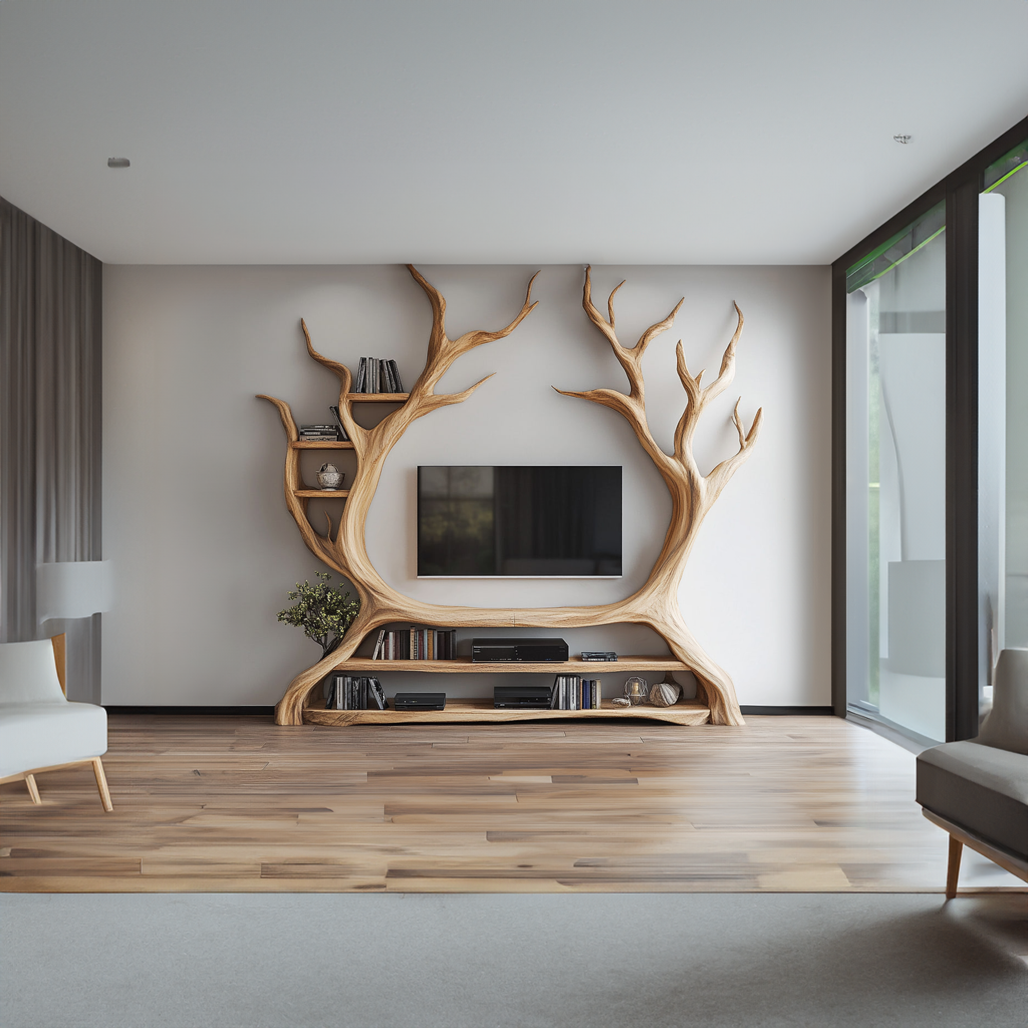 Custom Tree Bookcase Cabinet TV Solid Wood Gitf SINLKITB344