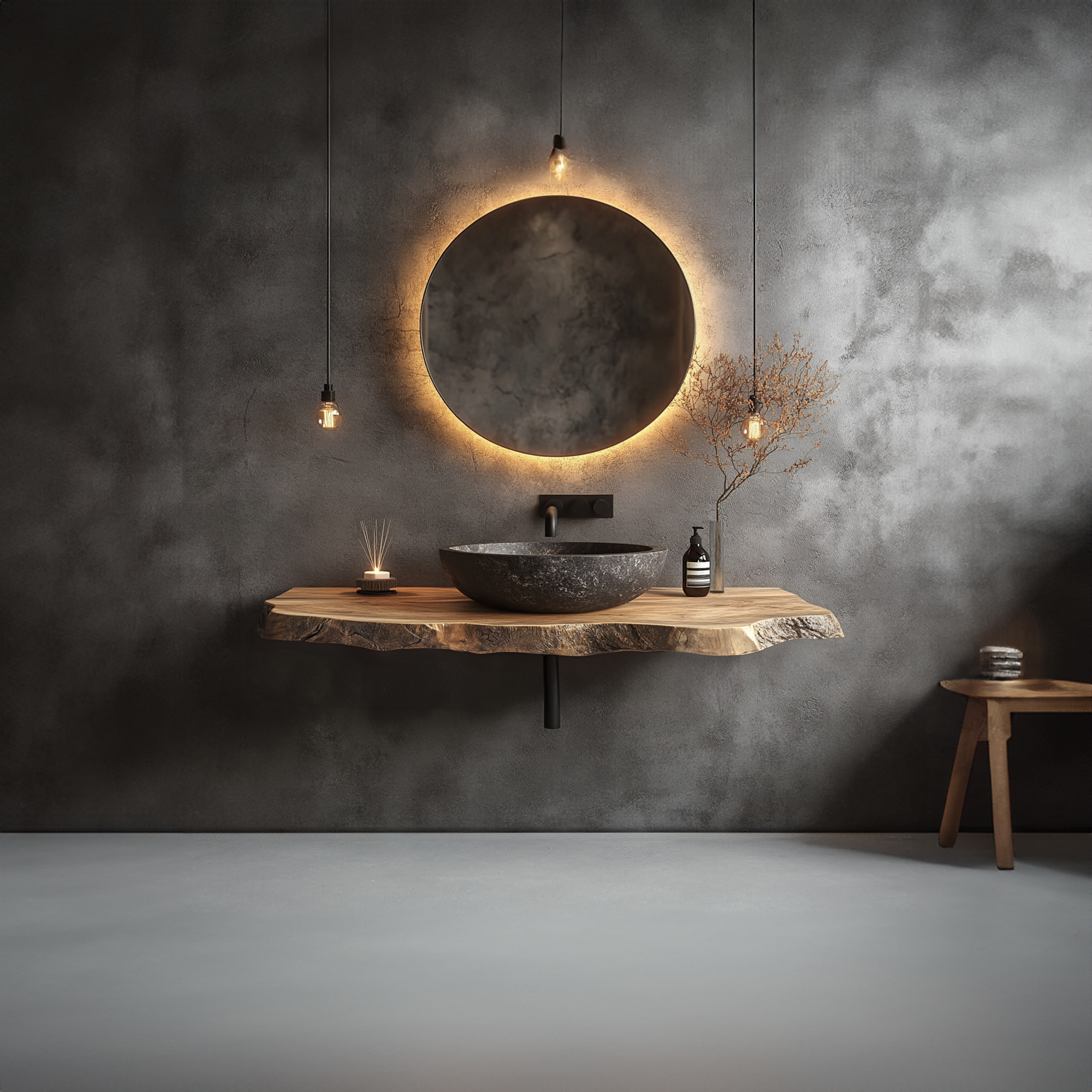 Rustic Wall Mounted Bathroom Vanity Modern Living SINLKIBRV184