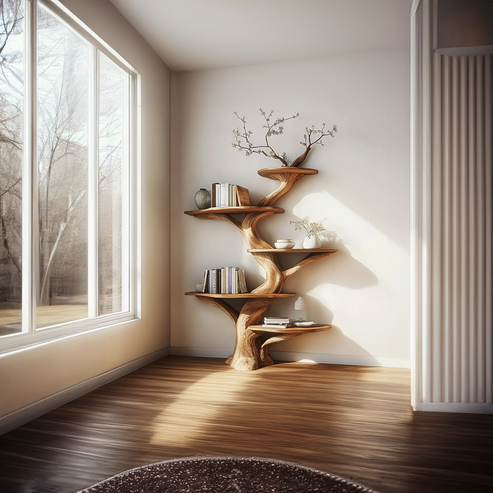 Rustic Tree Bookshelf Bedroom Study Room Organizer SINLKITB476