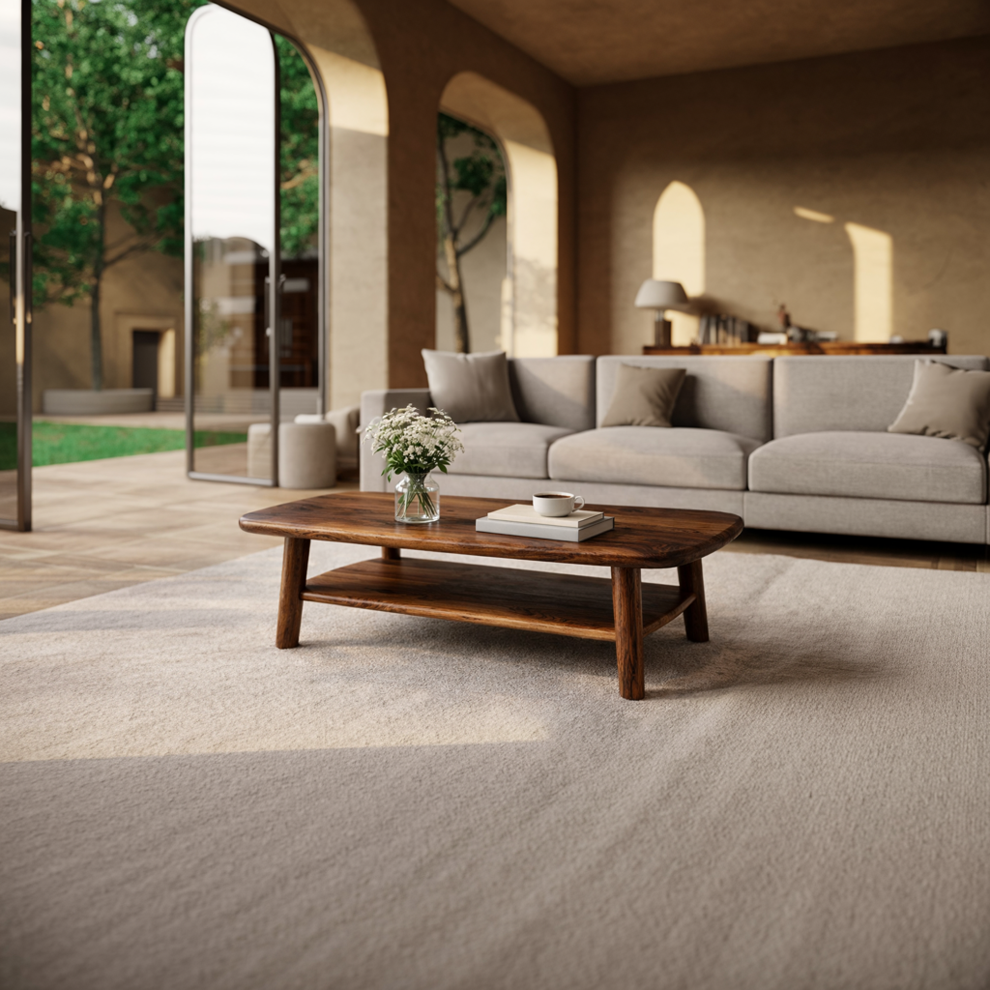 Refined Modern Solid Wood Coffee Table Elegant Living Room Interior SINLKICF285