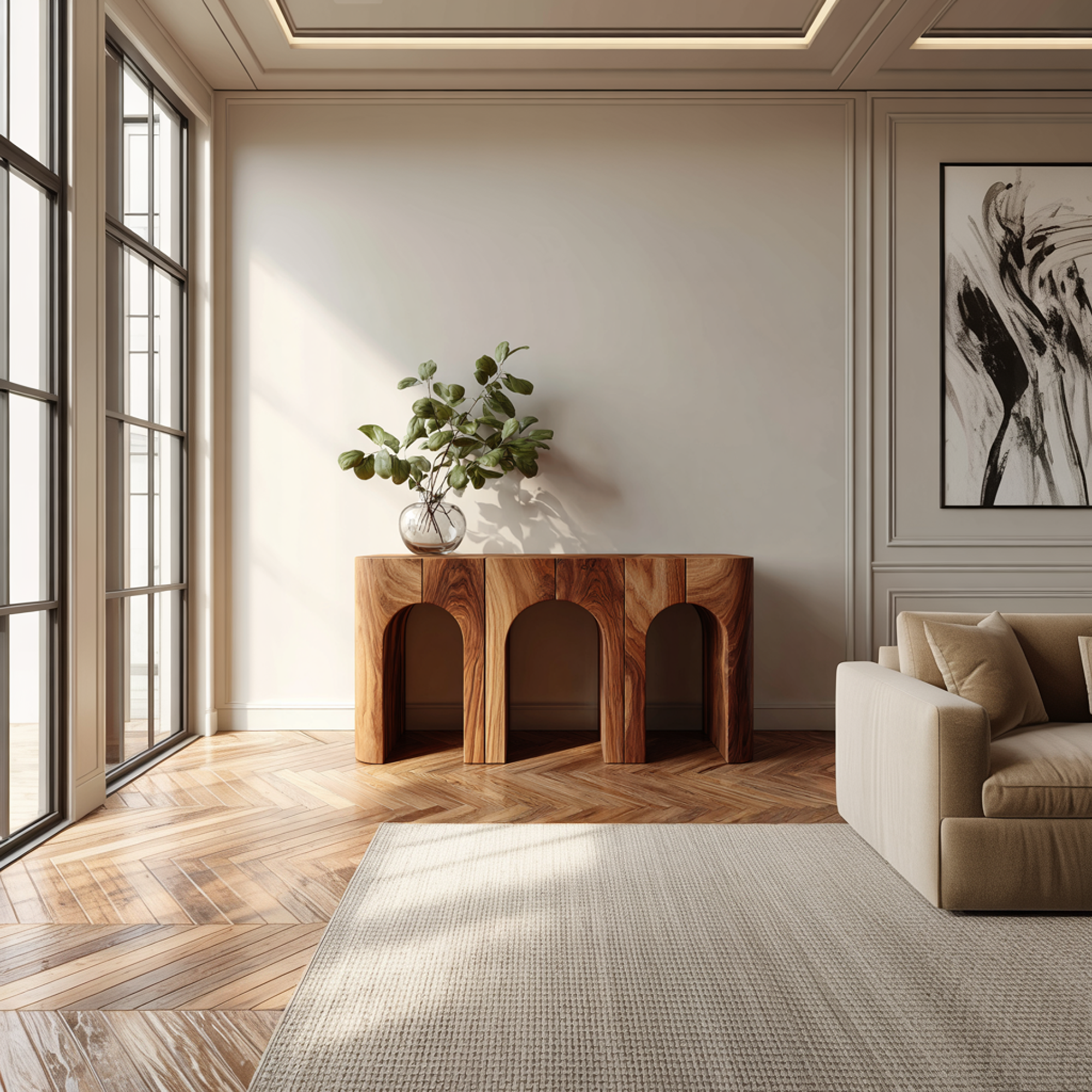 Mid Century Arch Console Table Living Room And Entryway SINLKICS421