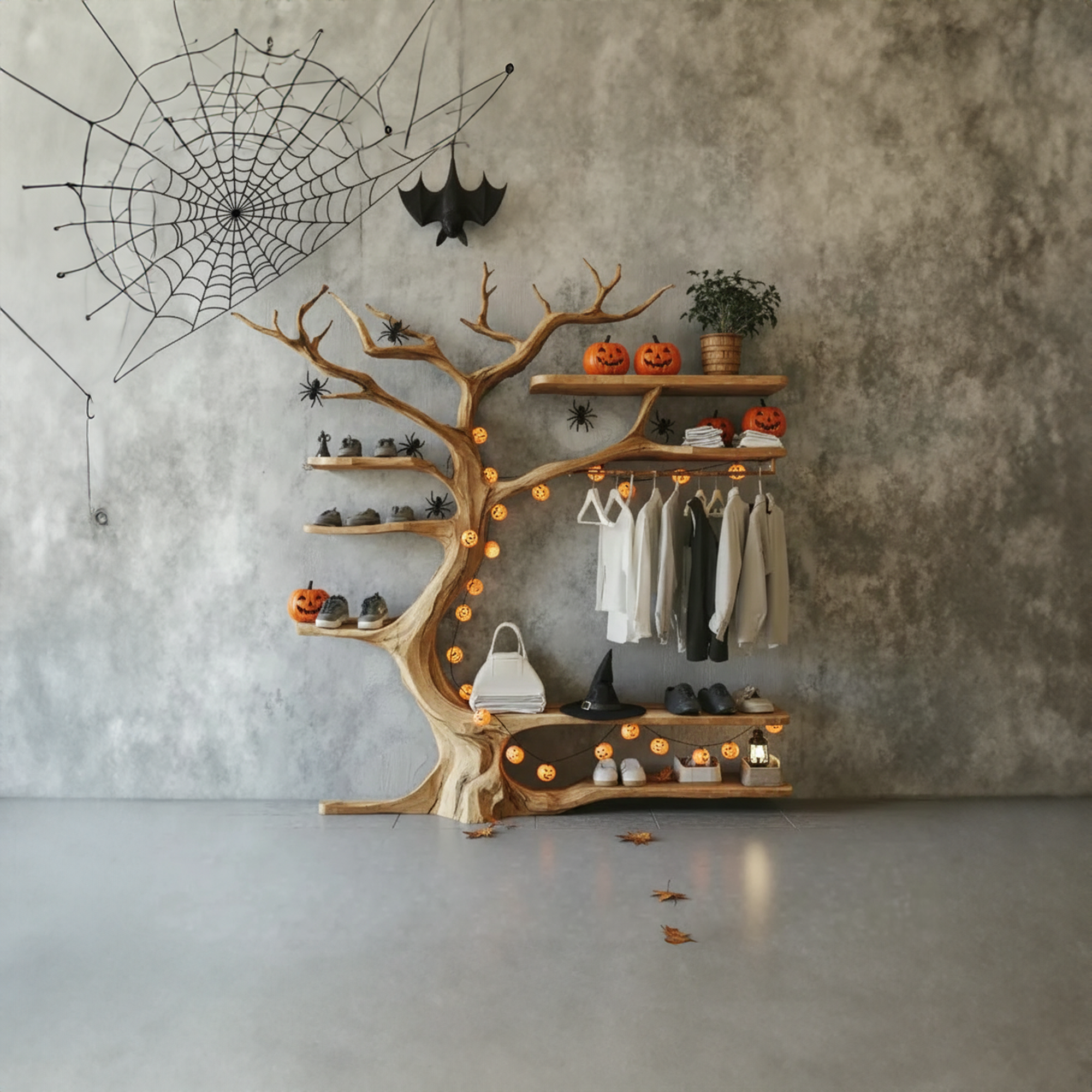 Mid Century Modern Halloween Tree Wardrobe Shelf Living Room Decoration SINLKIHW048
