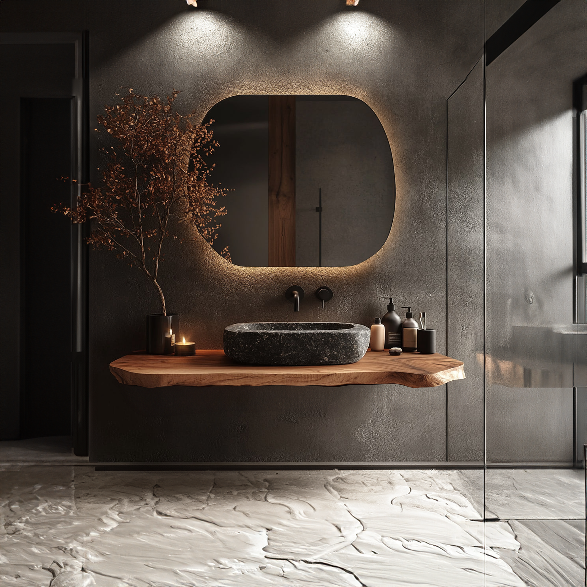 Rustic Floating Vanity Countertop Modern Bathroom SINLKIBRV183