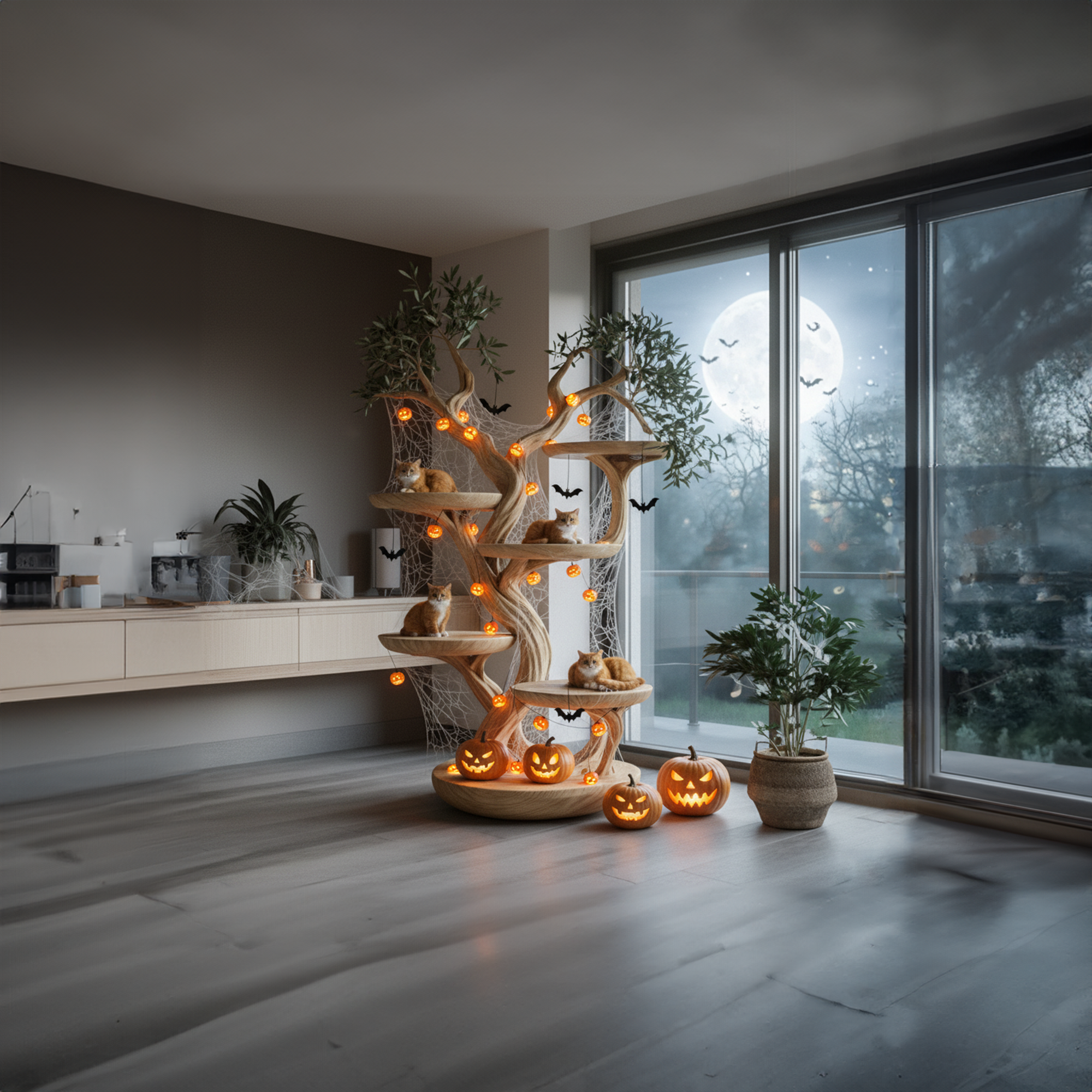 Mid Century Halloween Cat Furniture Living Room SINLKIHW027