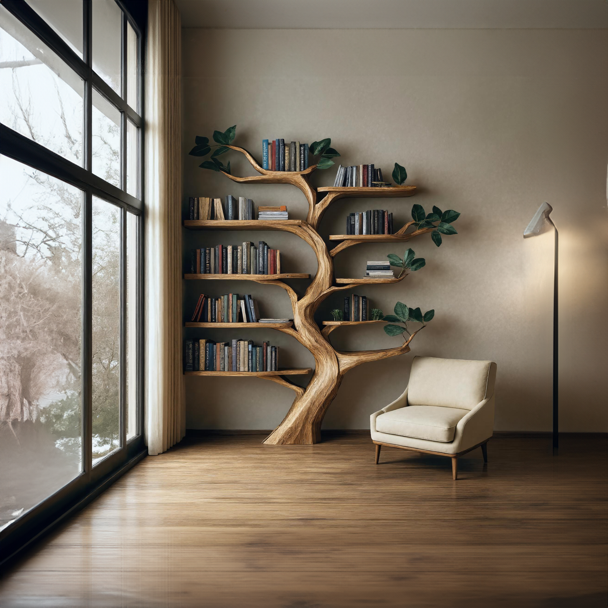 Rustic Branch Bookshelf Living Room Or Dining Room SINLKITB326