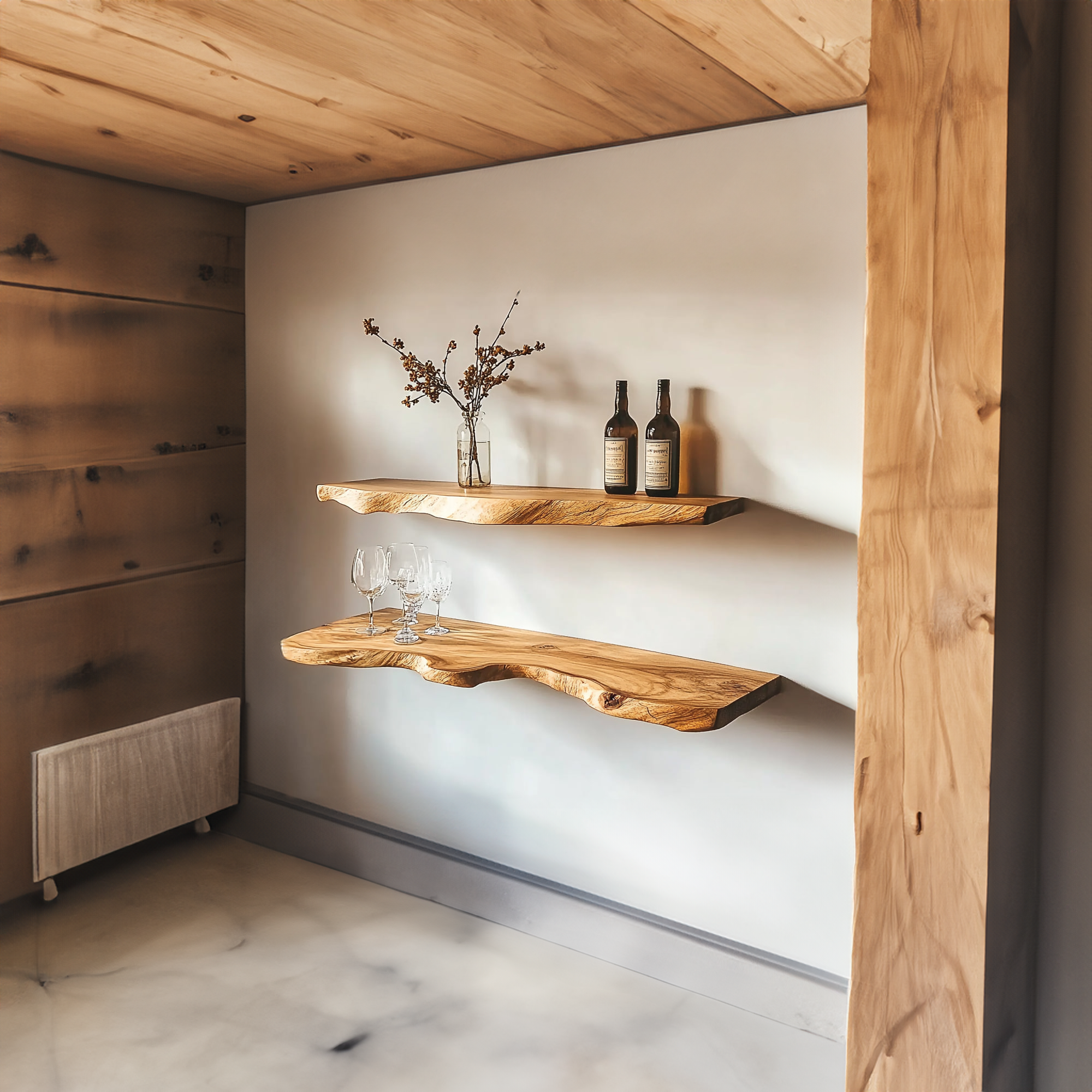 Rustic Floating Shelf Live Edge Design For Dining Room SINLKIFL316