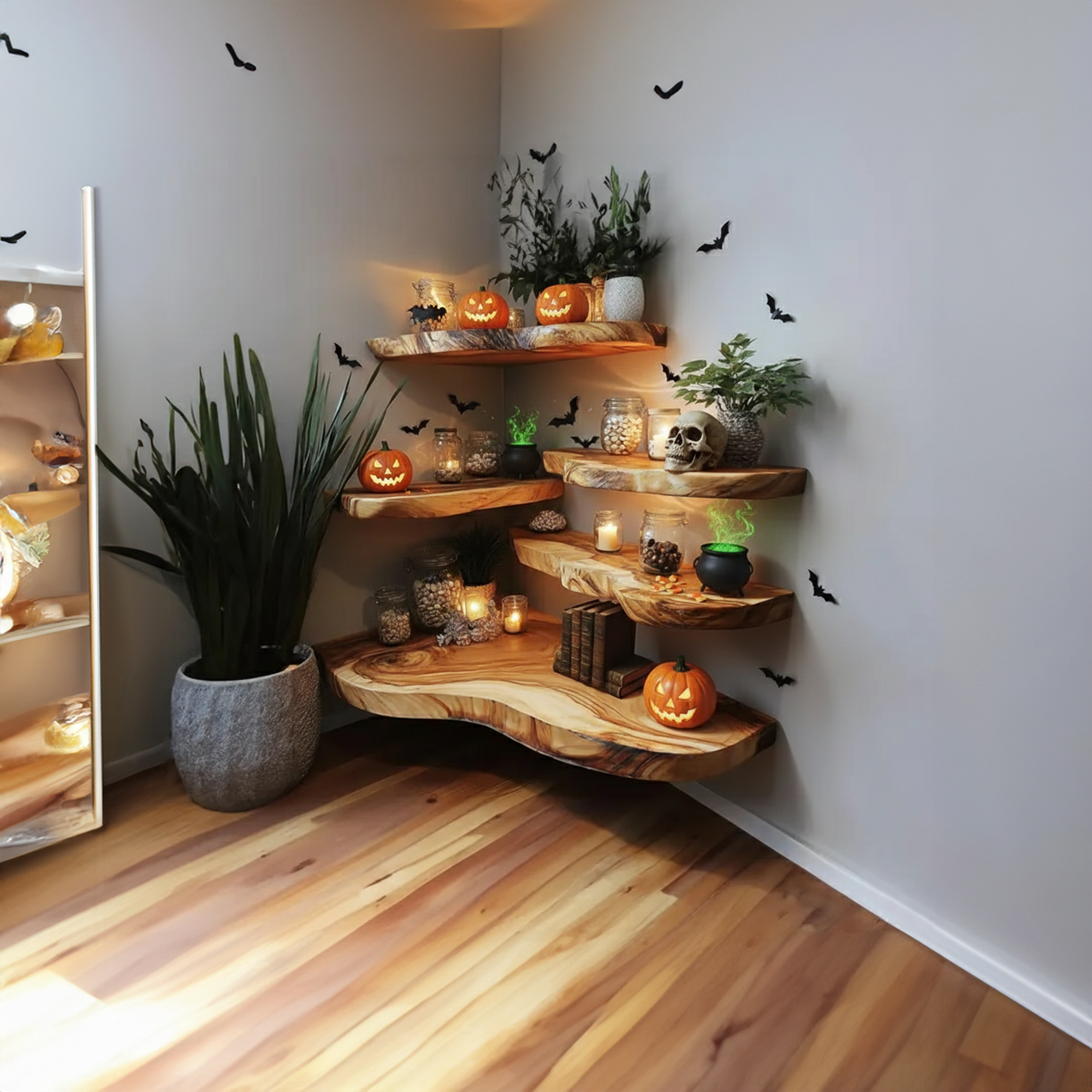 Rustic Farmhouse Halloween Floating Wall Shelf Living Room Display SINLKIHW045
