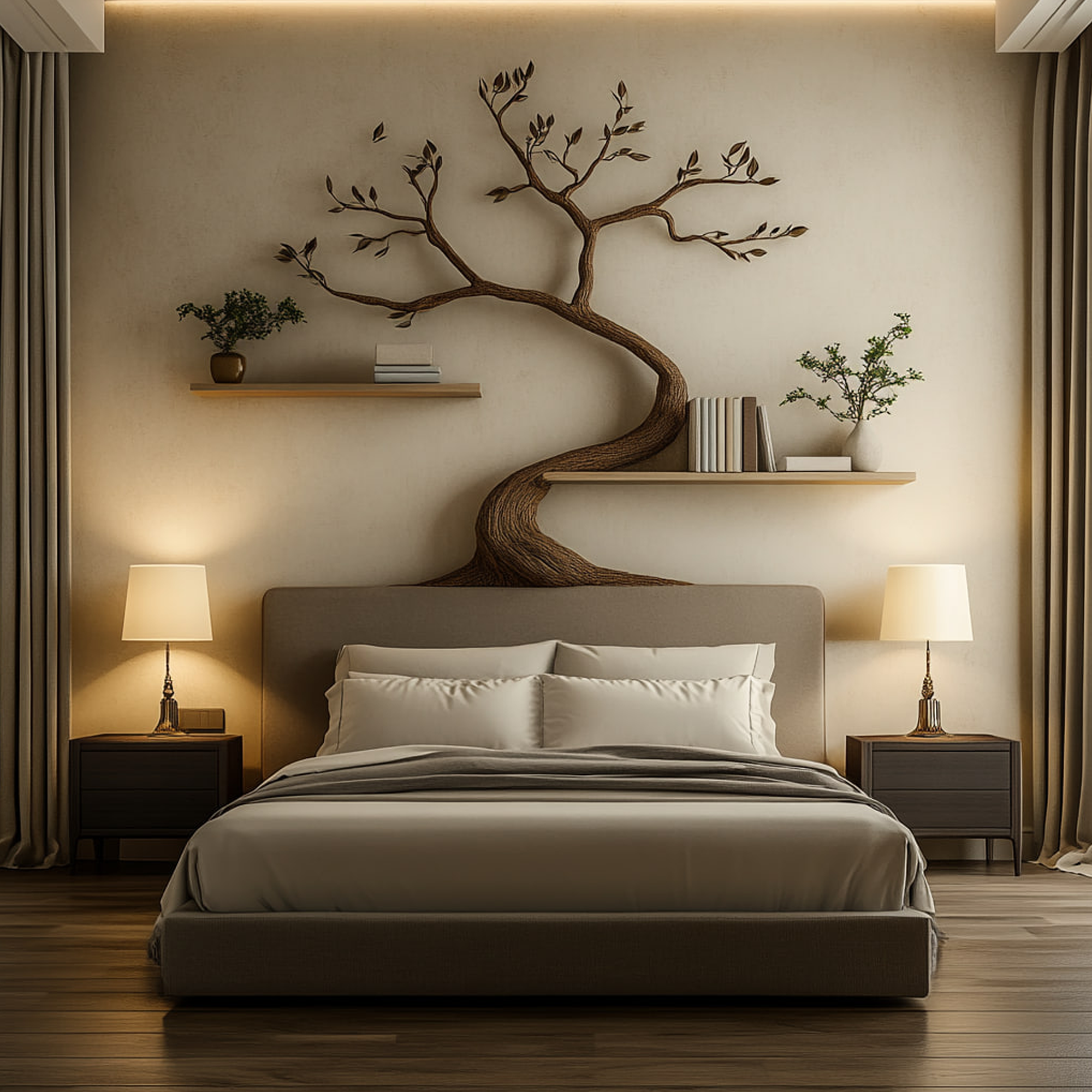 Mid Century Tree Wall Bookshelf Modern Bedroom Decor SINLKITBS095