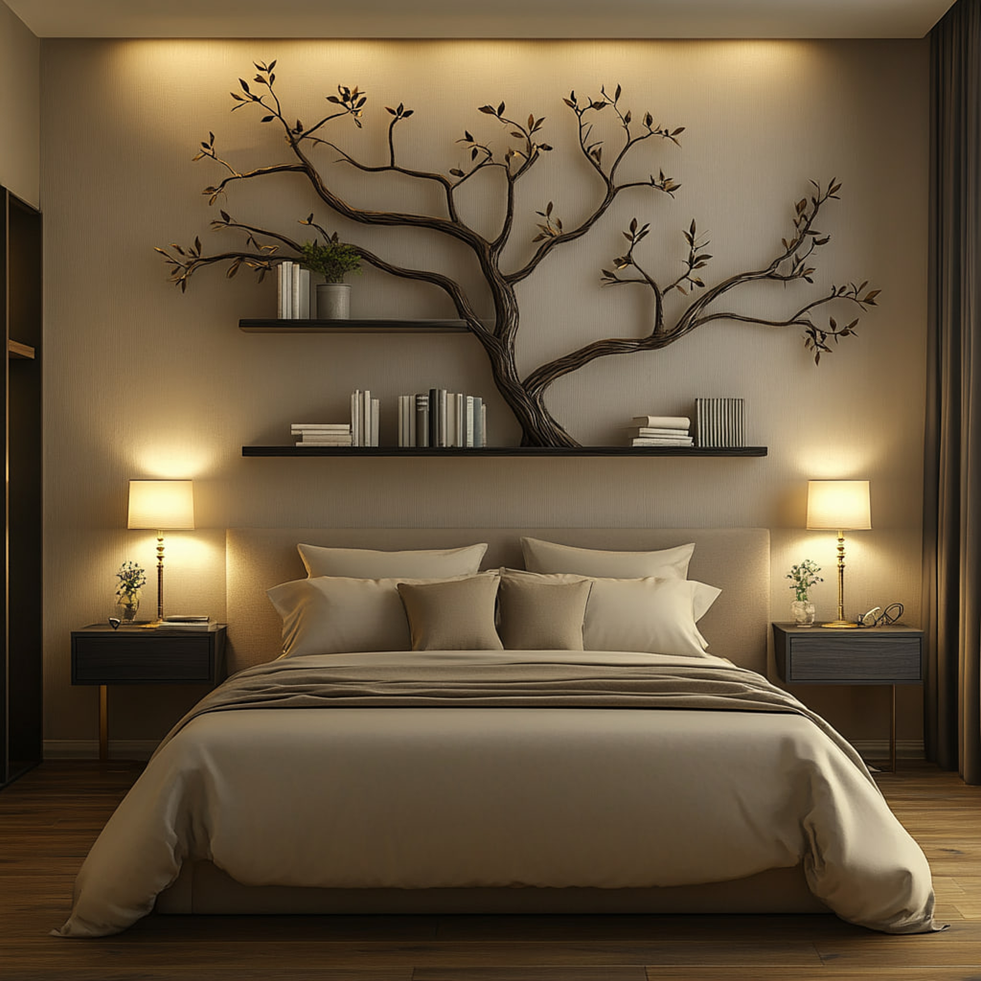 Mid Century Tree Wall Shelf Artistic Modern Home SINLKITBS083