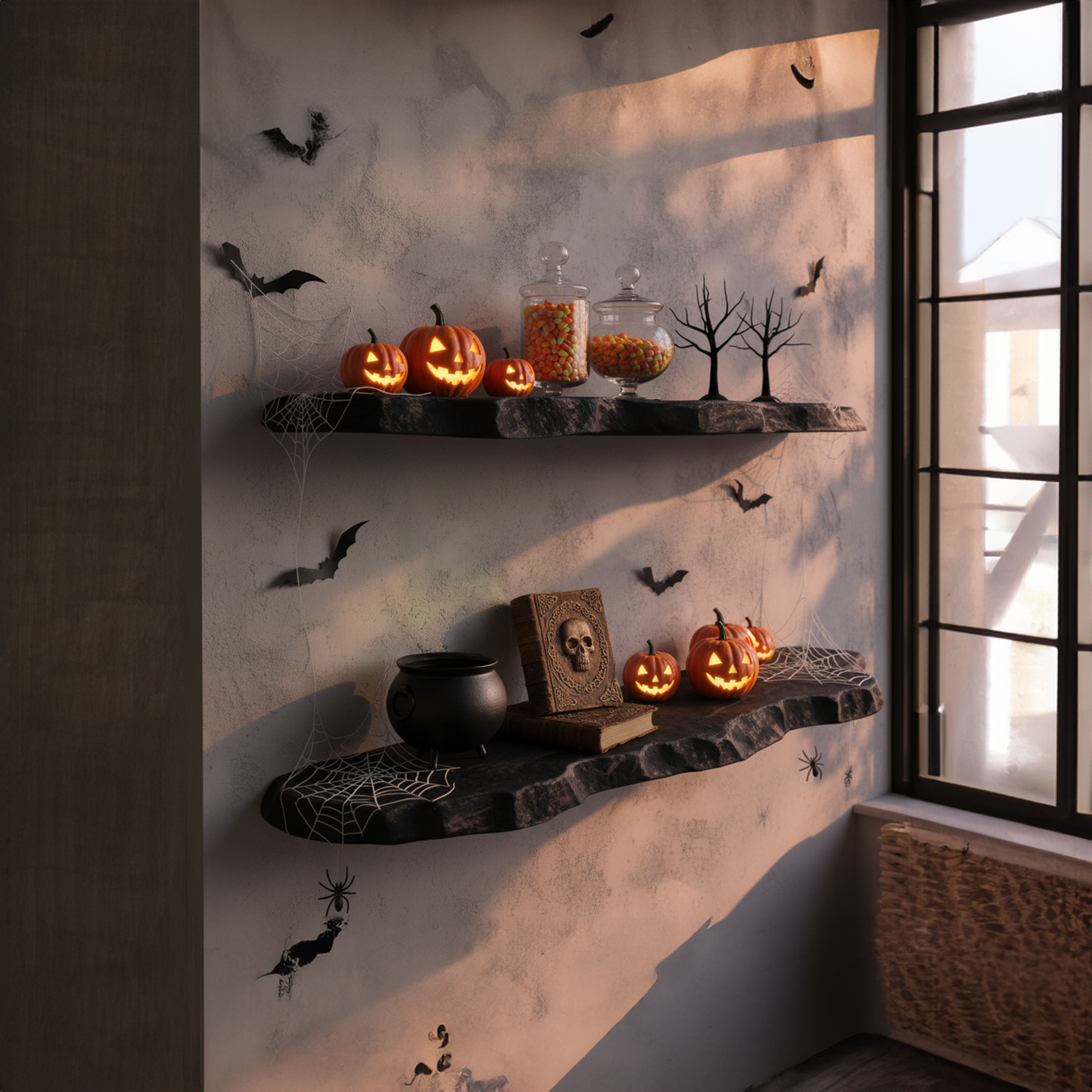 Mid Century Halloween Floating Shelf Minimalist Home Accent SINLKIHW041