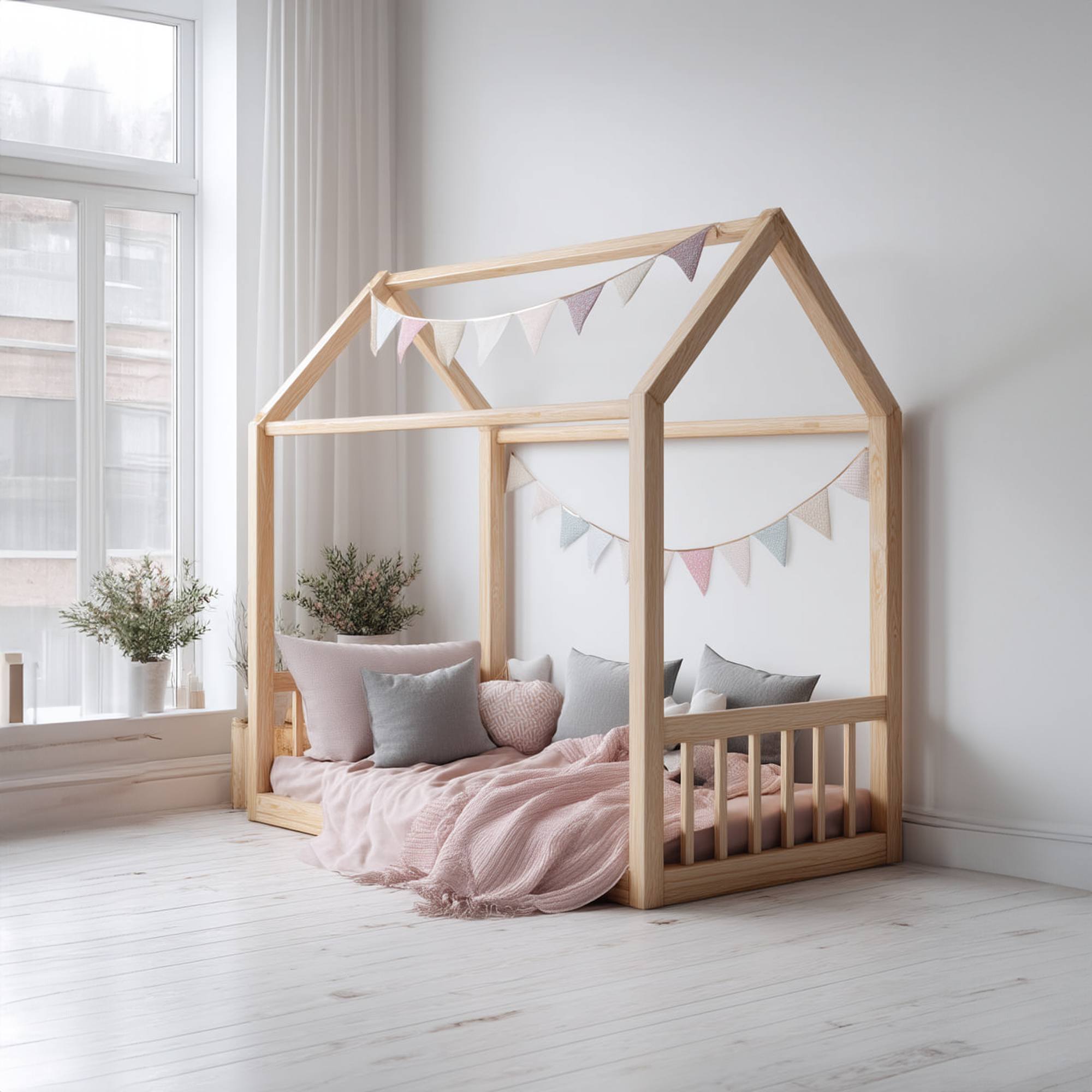 Mid Century Montessori Floor Bed Toddler Room Nursery SINLKIWB57