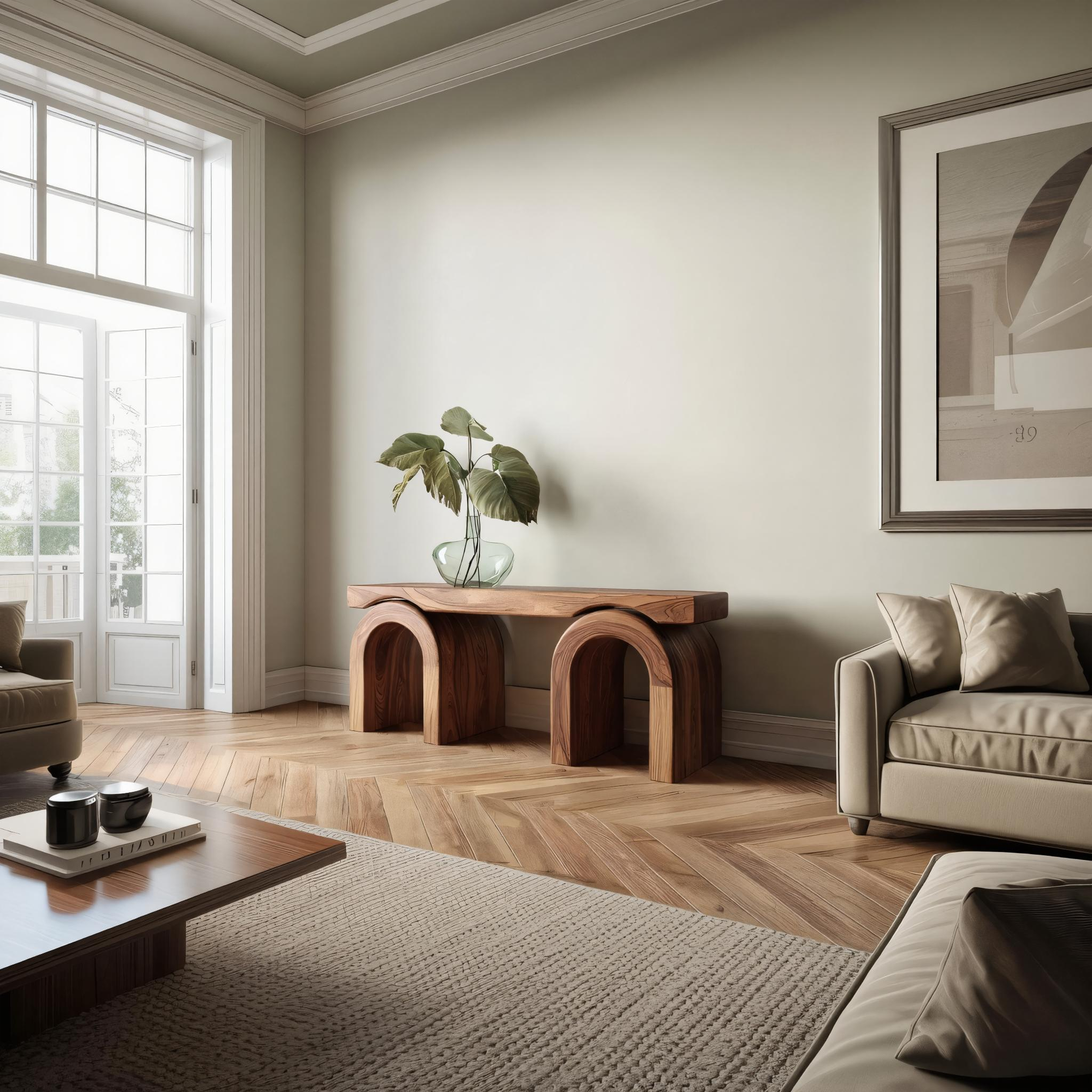 Mid Century Natural Console Table Living Room And Open Room SINLKICS419