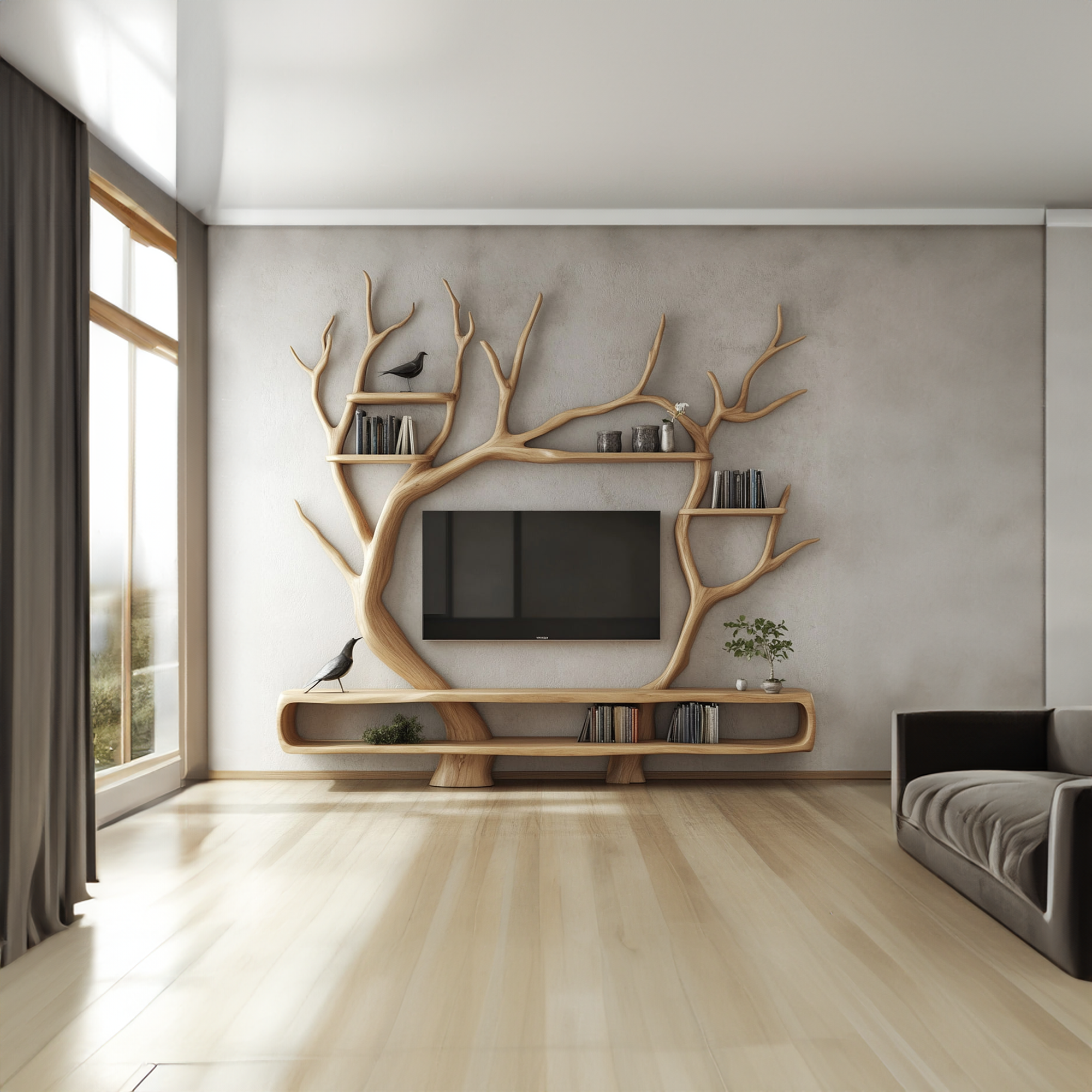 Custom Tree TV Cabinet Decor Living Room Wall Art Gift SINLKITB342
