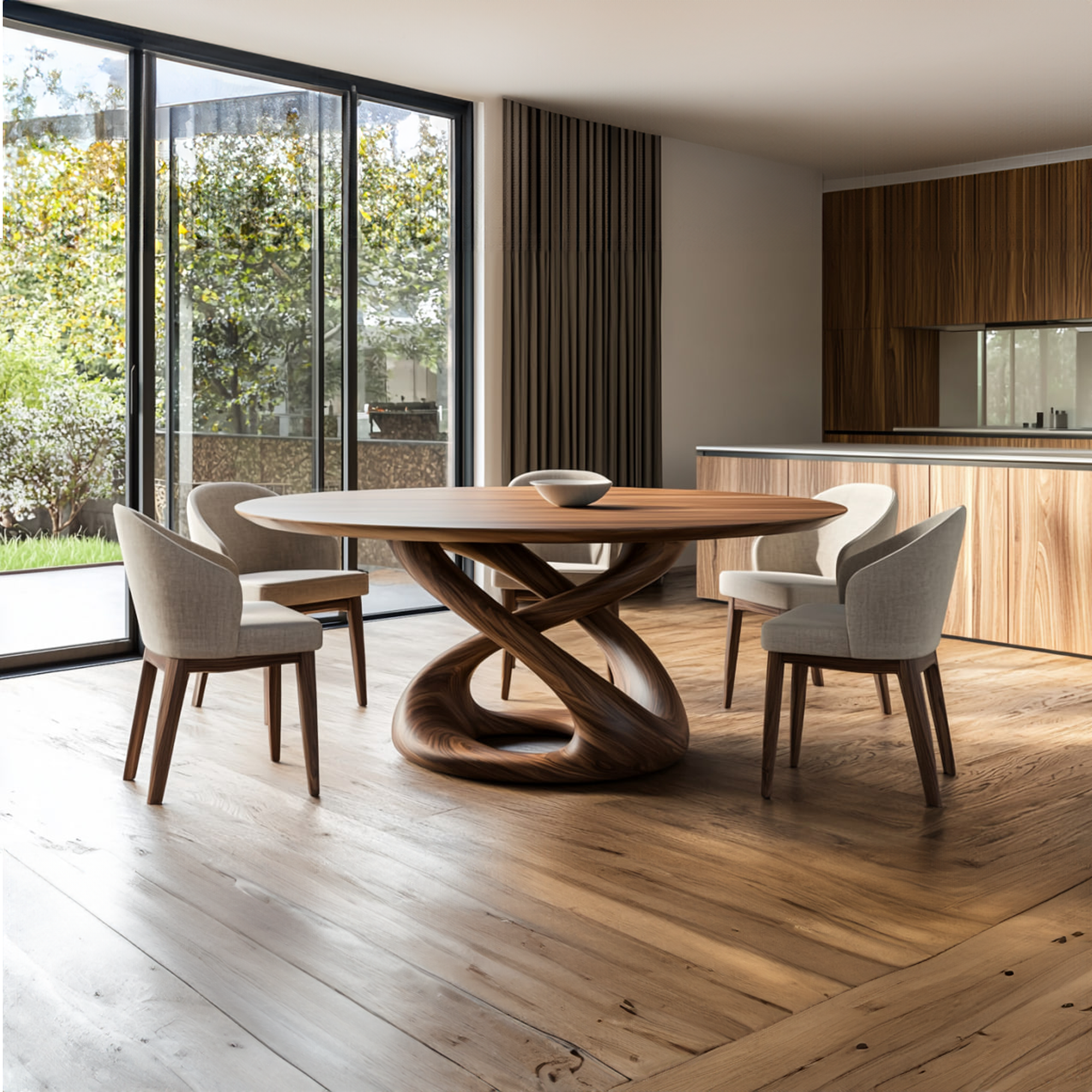 Rustic Round Dining Table Sculptural Kitchen SINLKIDT123