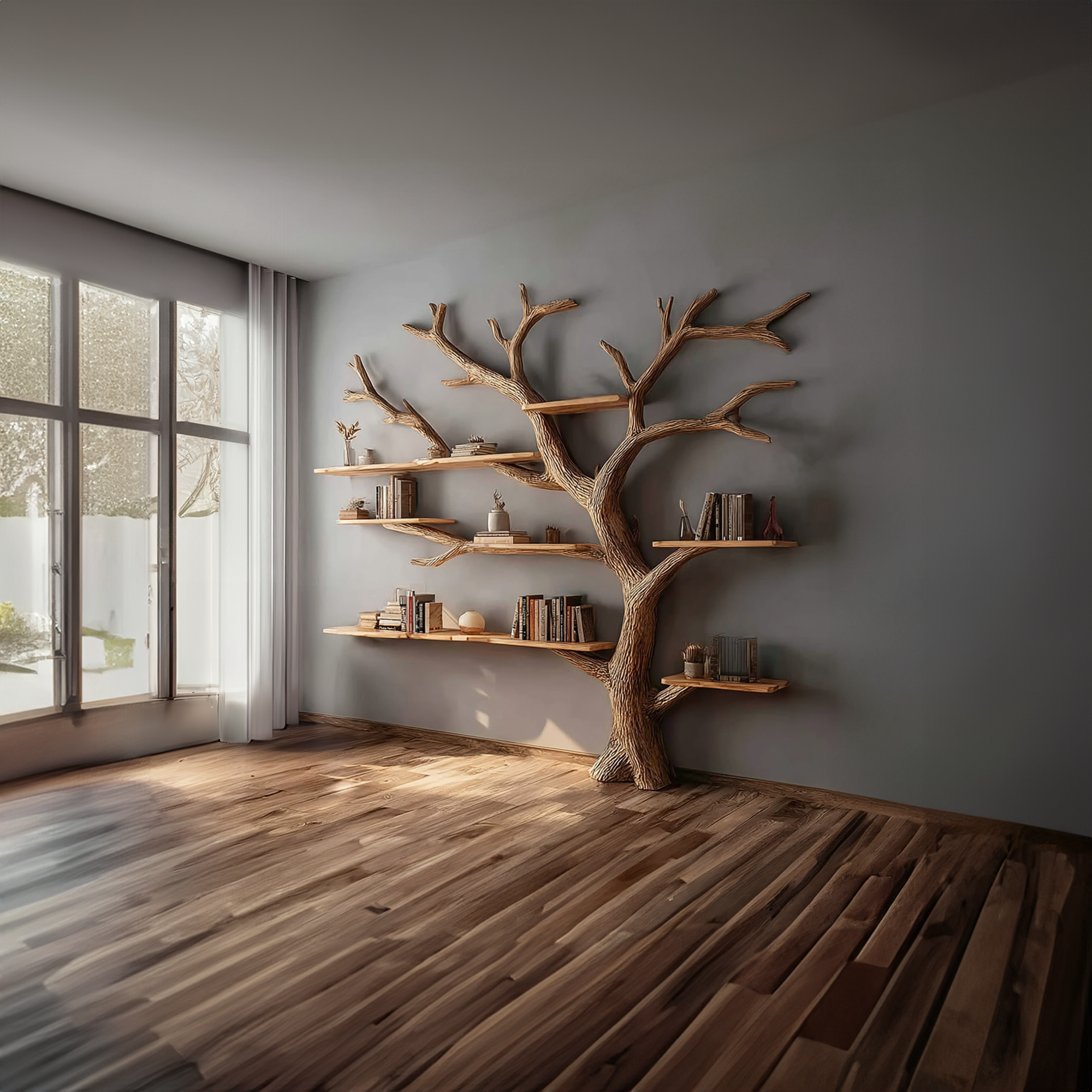 Rustic Artistic Tree Shelf Living Room Statement Decor SINLKITB325