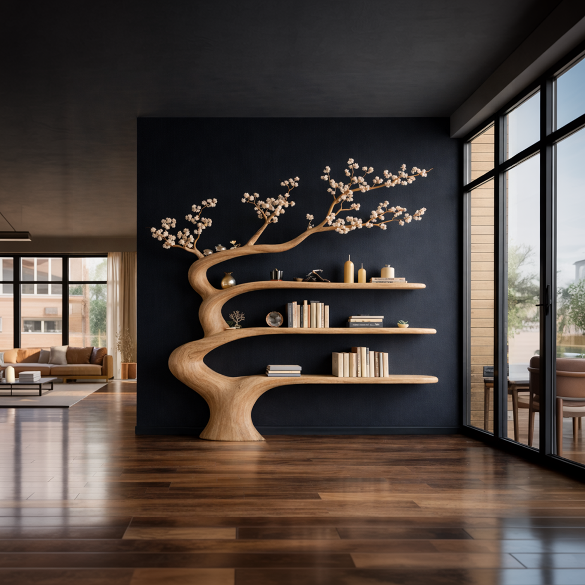 Midcentury Wooden Tree Bookshelf Home Decor SINLKITB623