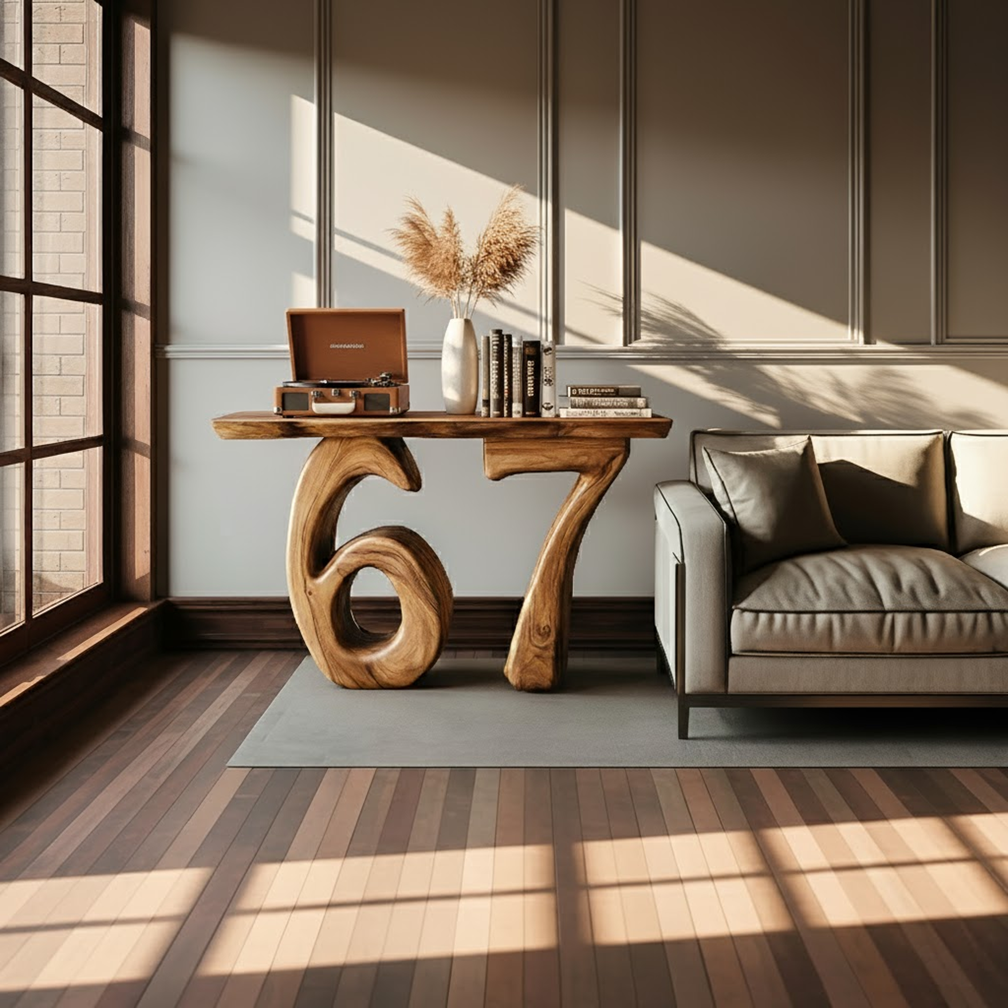 Sculptural Number 67 Console Table Entryway Or Living Room Decor SINLKICS416