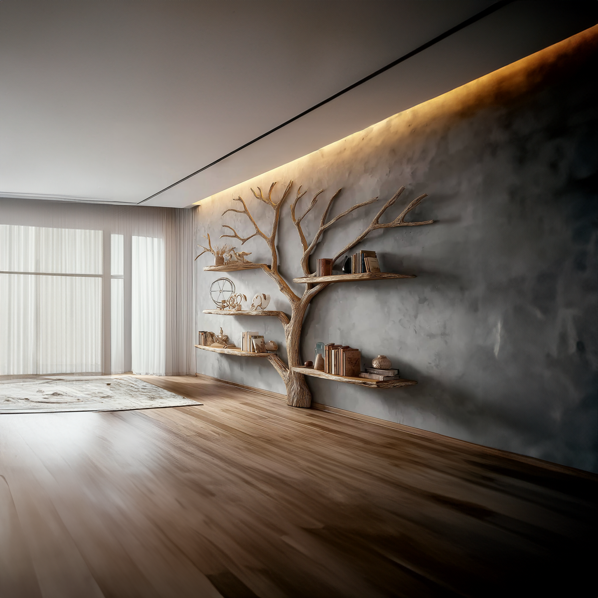 Rustic Tree Shaped Bookshelf Home Office Artistic Display SINLKITB323