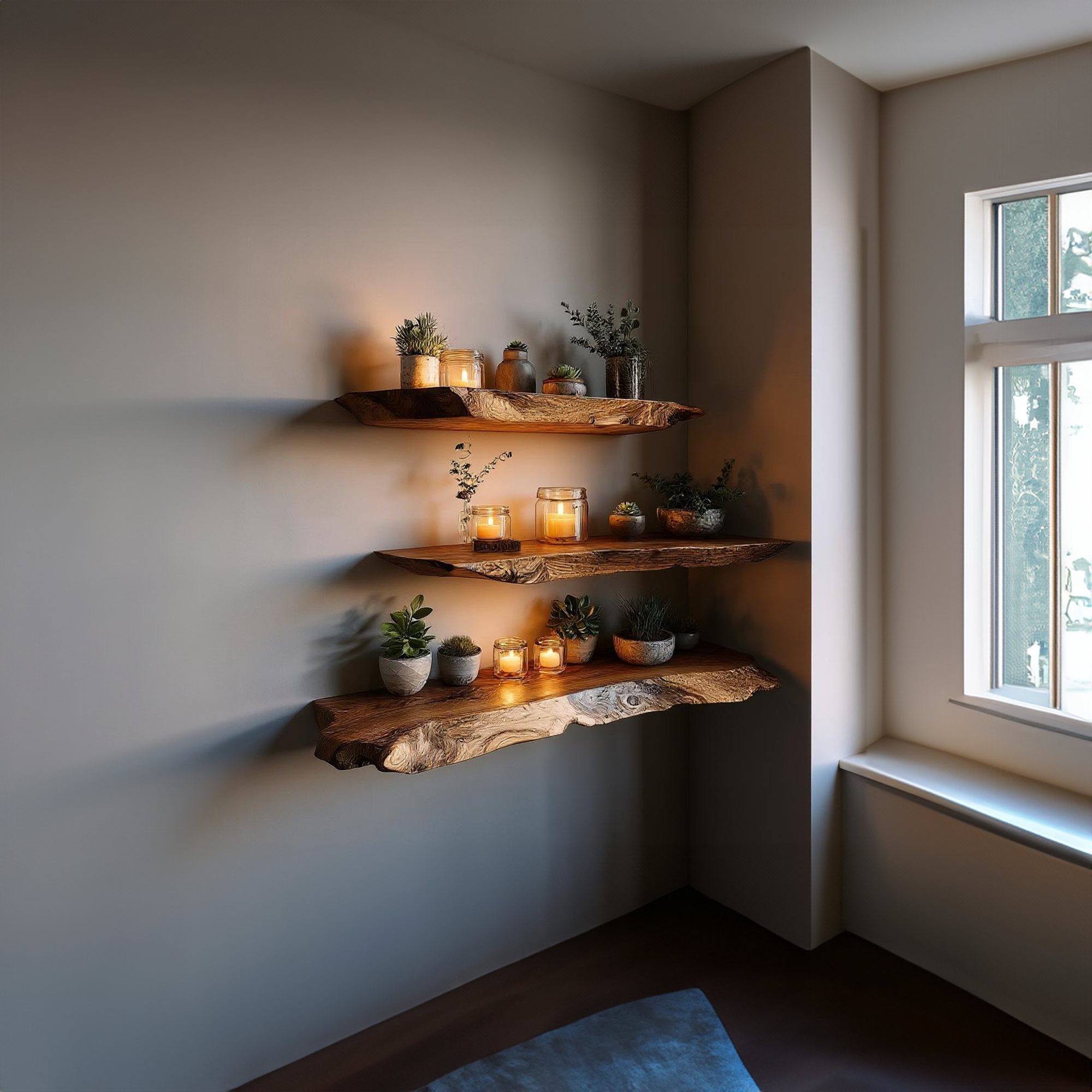 Rustic Live Edge Floating Shelf Living Room SINLKIFL180